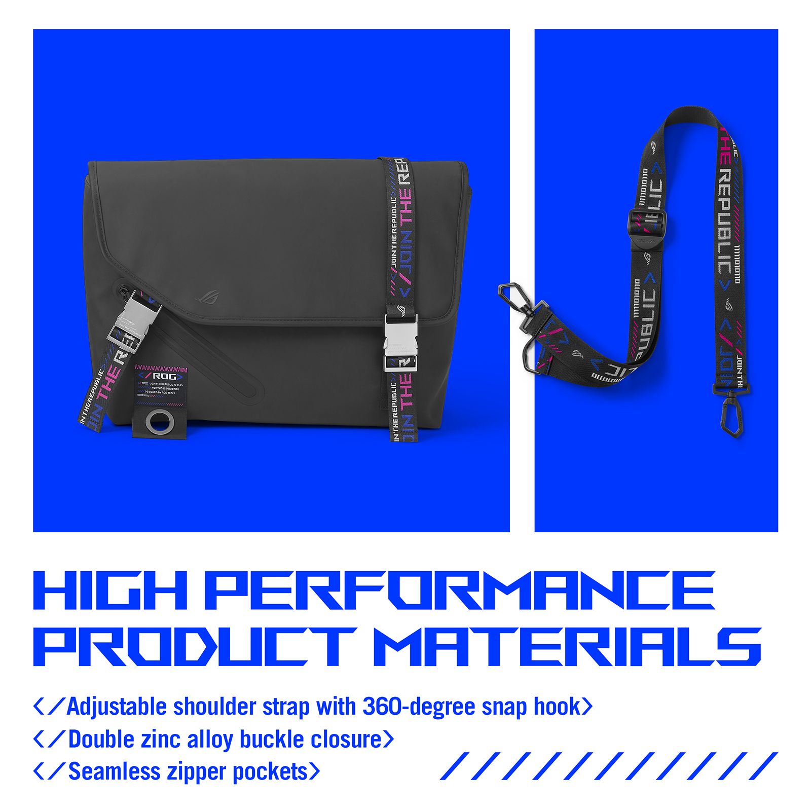 ASUS ROG Slash Classic BC3500  Polyester Messenger Bag For 15.6 Inch Laptops (Water-Repellent TPU Material, Black)_6