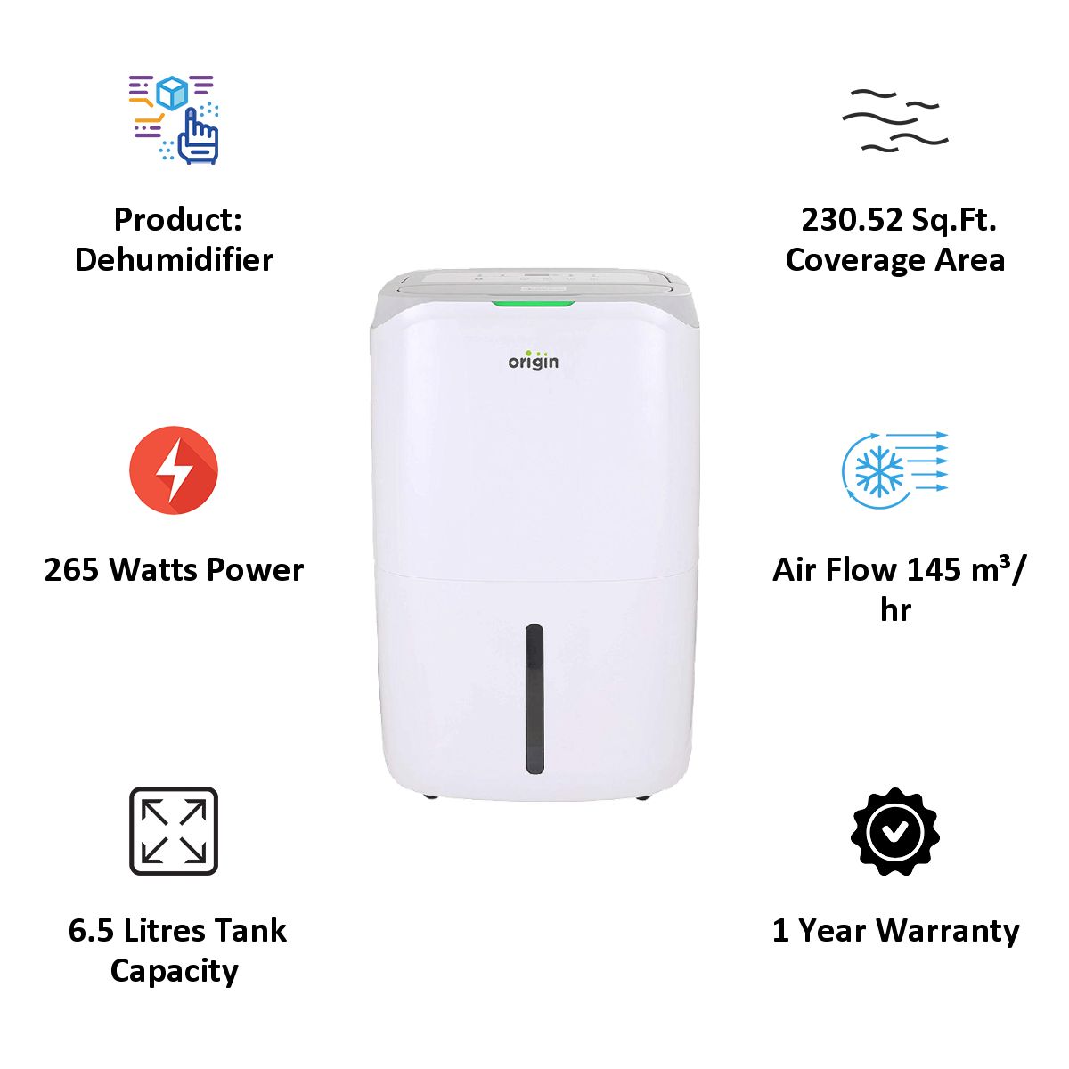 Origin Semi Air Purification Technology Air Purifier & Dehumidifier (265W Power Consumption, O20i, White)_3