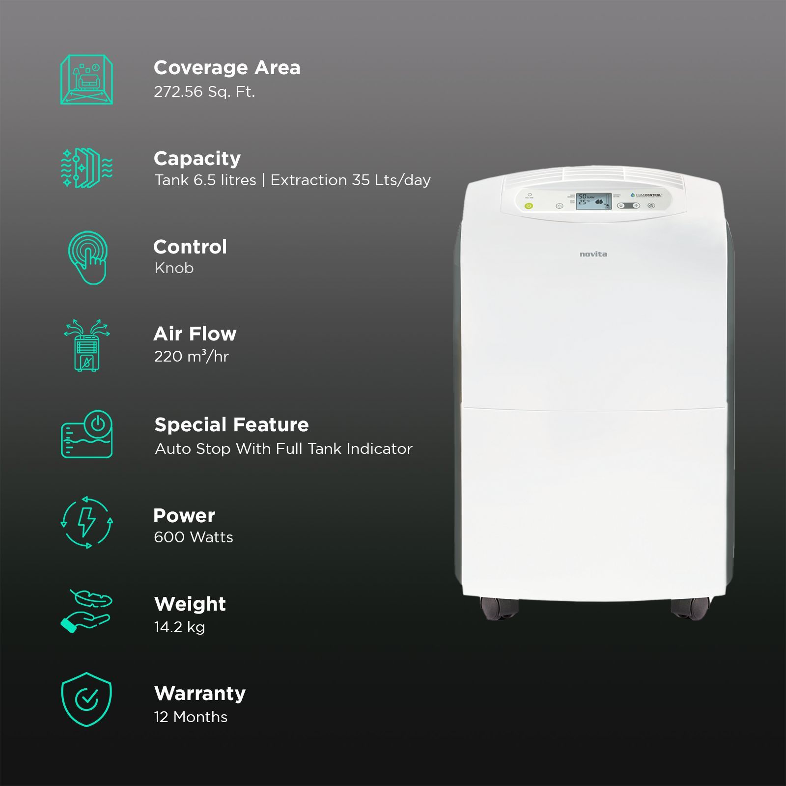 Origin Novita ND 390i Wardrobe, Study, Food Storage, Bathroom, Conference Room, Pantry & Store Room Dehumidifier with Digital Display (Auto On Off, White) Origin Novita ND 390i Wardrobe, Study, Food Storage, Bathroom, Conference Room, Pantry & Store Room Dehumidifier with Digital Display (Auto On Off, White)_2