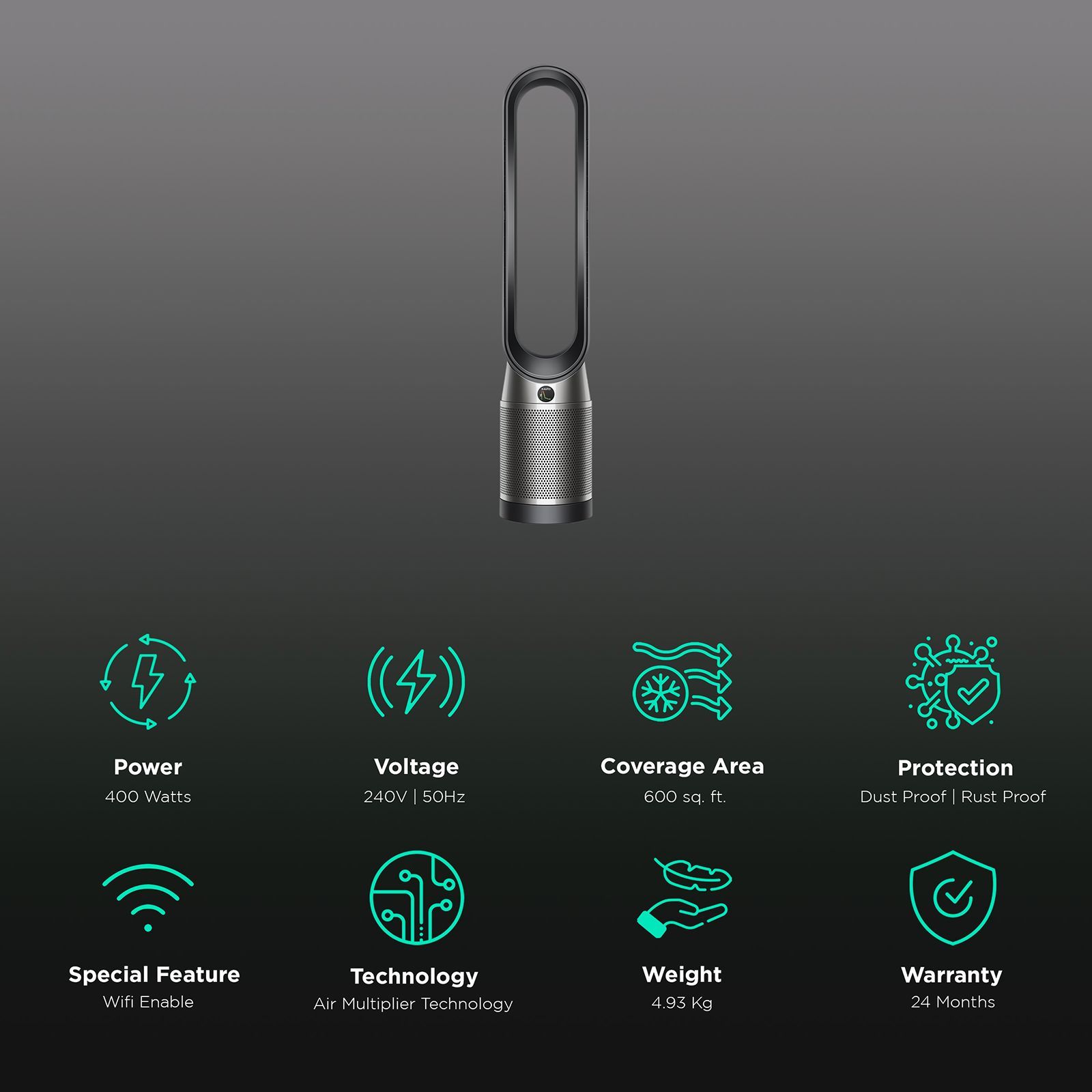 dyson TP07 Smart Air Purifier with Curved & Magnetised Remote Control (Powerful Air Multiplier Technology, White & Nickel)_2