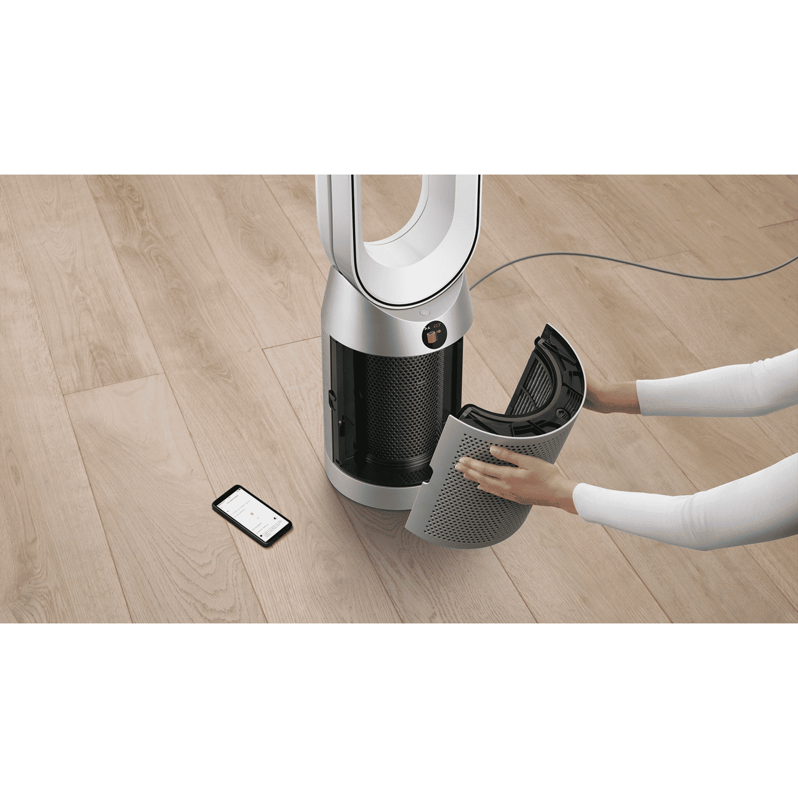 dyson TP07 Smart Air Purifier with Curved & Magnetised Remote Control (Powerful Air Multiplier Technology, White & Nickel)_4