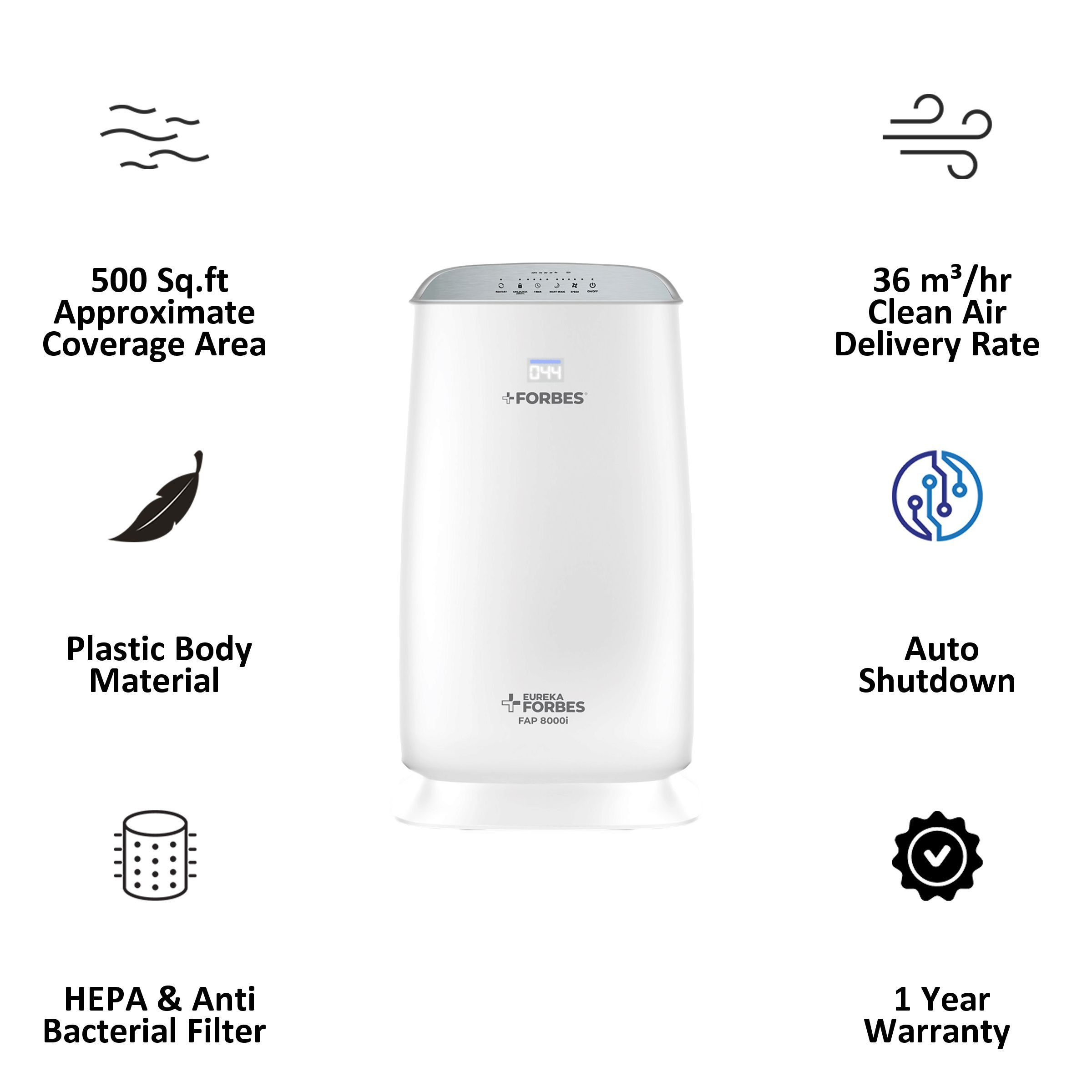 EUREKA FORBES UV-C Technology Air Purifier (Carbon Filter, FAP 8000i, White)_4