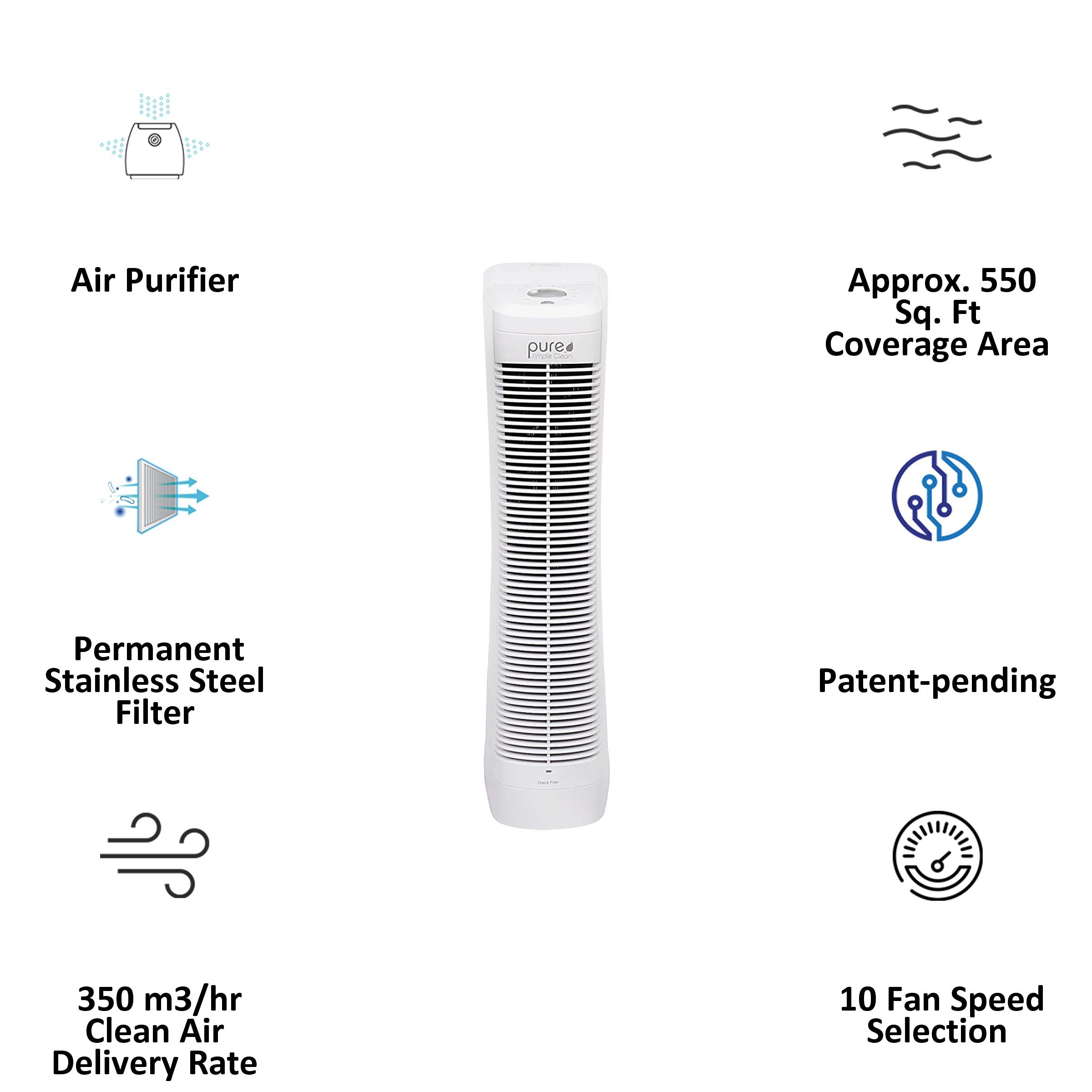 Lasko Electrostatic Zero3 Patended Technology Air Purifier (Stailess Steel Filter, A554IN, White)_4