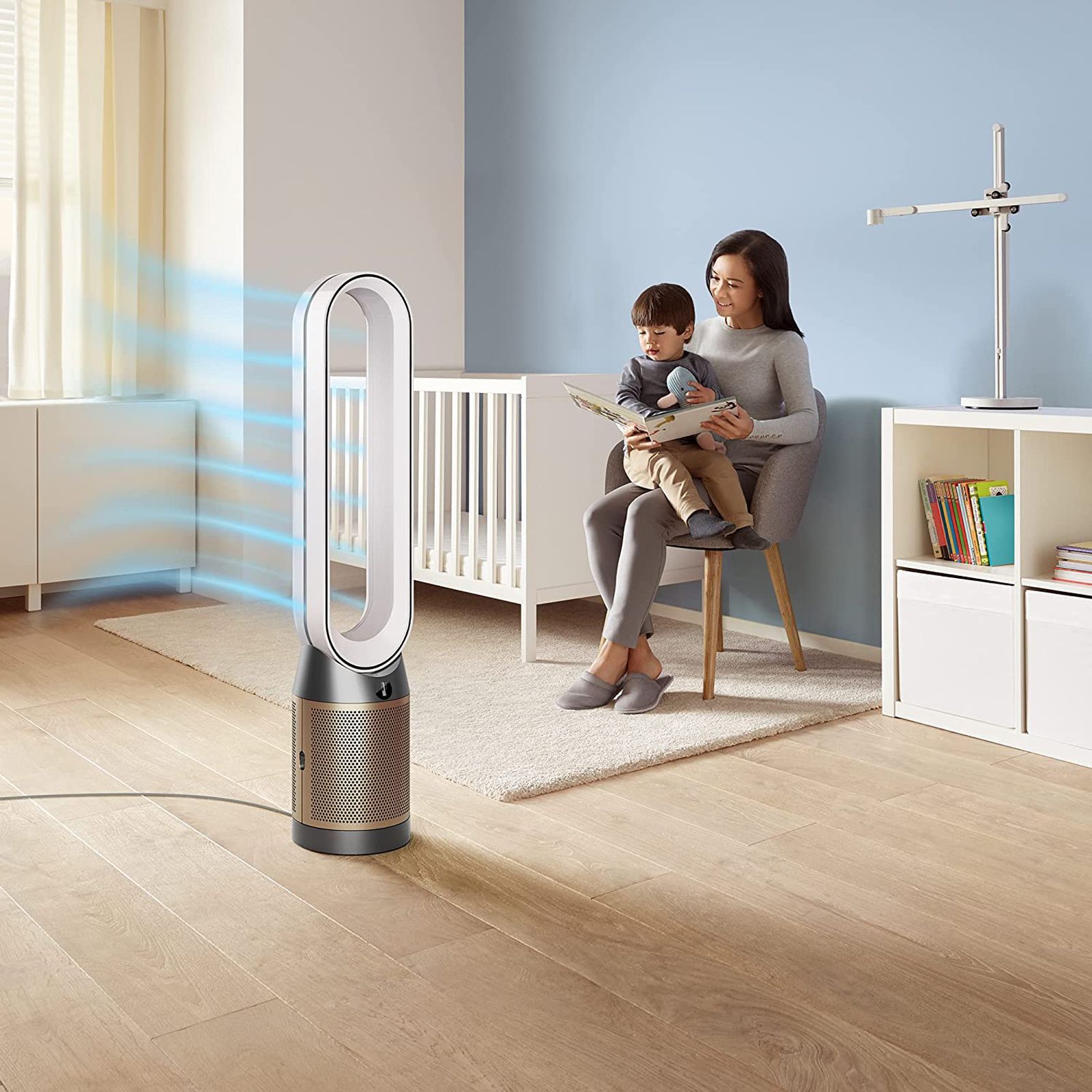dyson TP09 Smart Air Purifier with Curved & Magnetised Remote Control (App Control, White & Gold)_11
