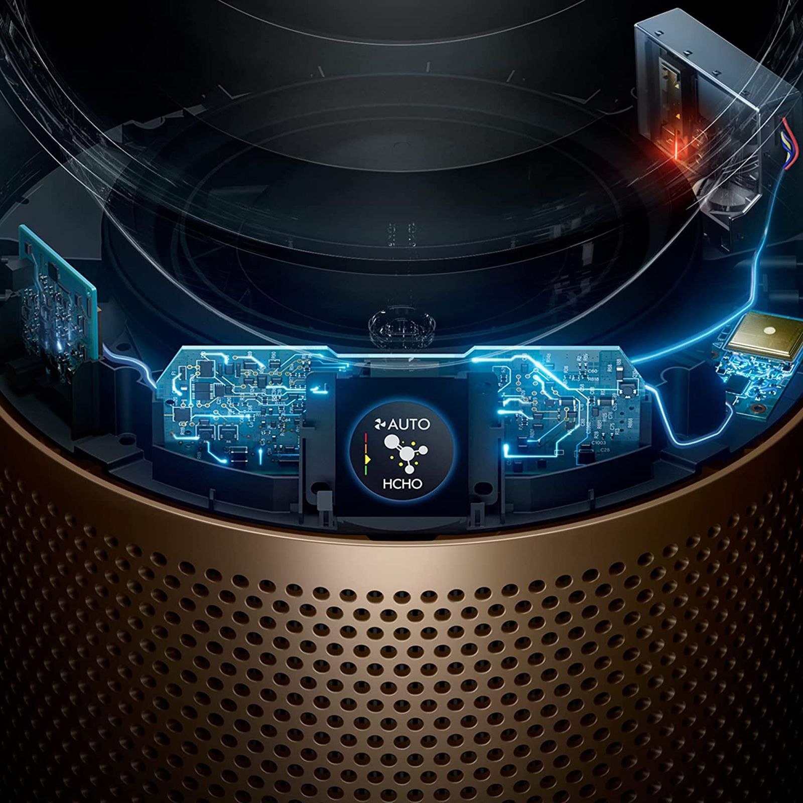 dyson TP09 Smart Air Purifier with Curved & Magnetised Remote Control (App Control, White & Gold)_9