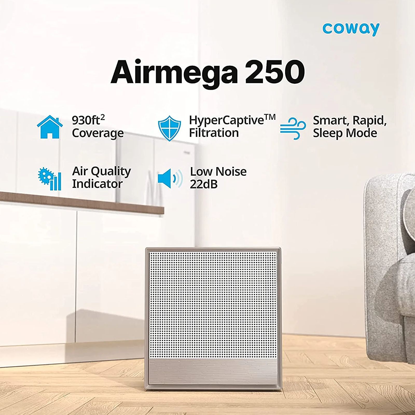 coway AirMega 250 Columbia Green HEPA Technology Air Purifier (Air Quality Indicator, AM250, White)_5
