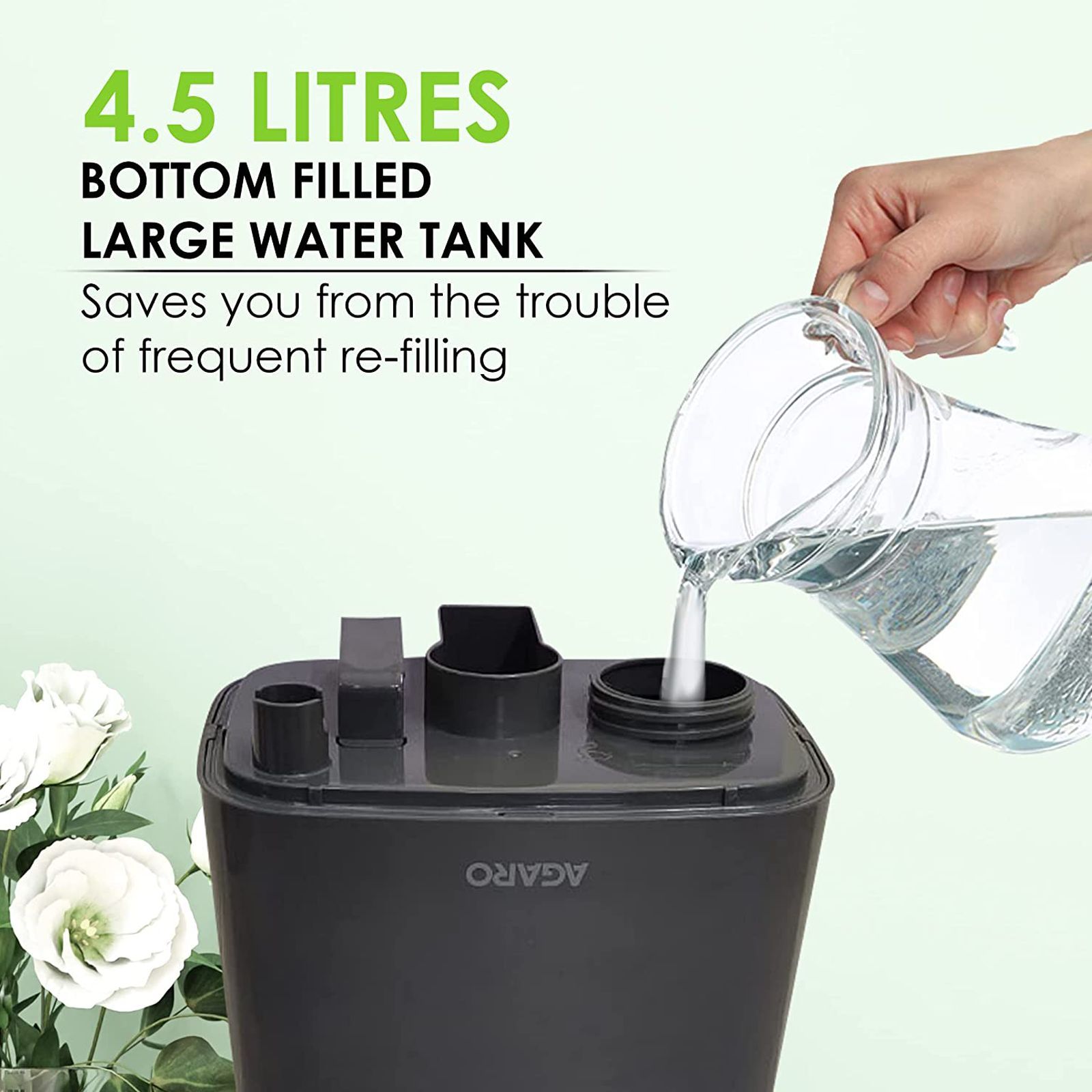 AGARO Glory 4.5L Ultrasonic Humidifier with 360 Degree Adjustable Nozzle (Auto Shut Off, Grey) AGARO Glory 4.5L Ultrasonic Humidifier with 360 Degree Adjustable Nozzle (Auto Shut Off, Grey)_4