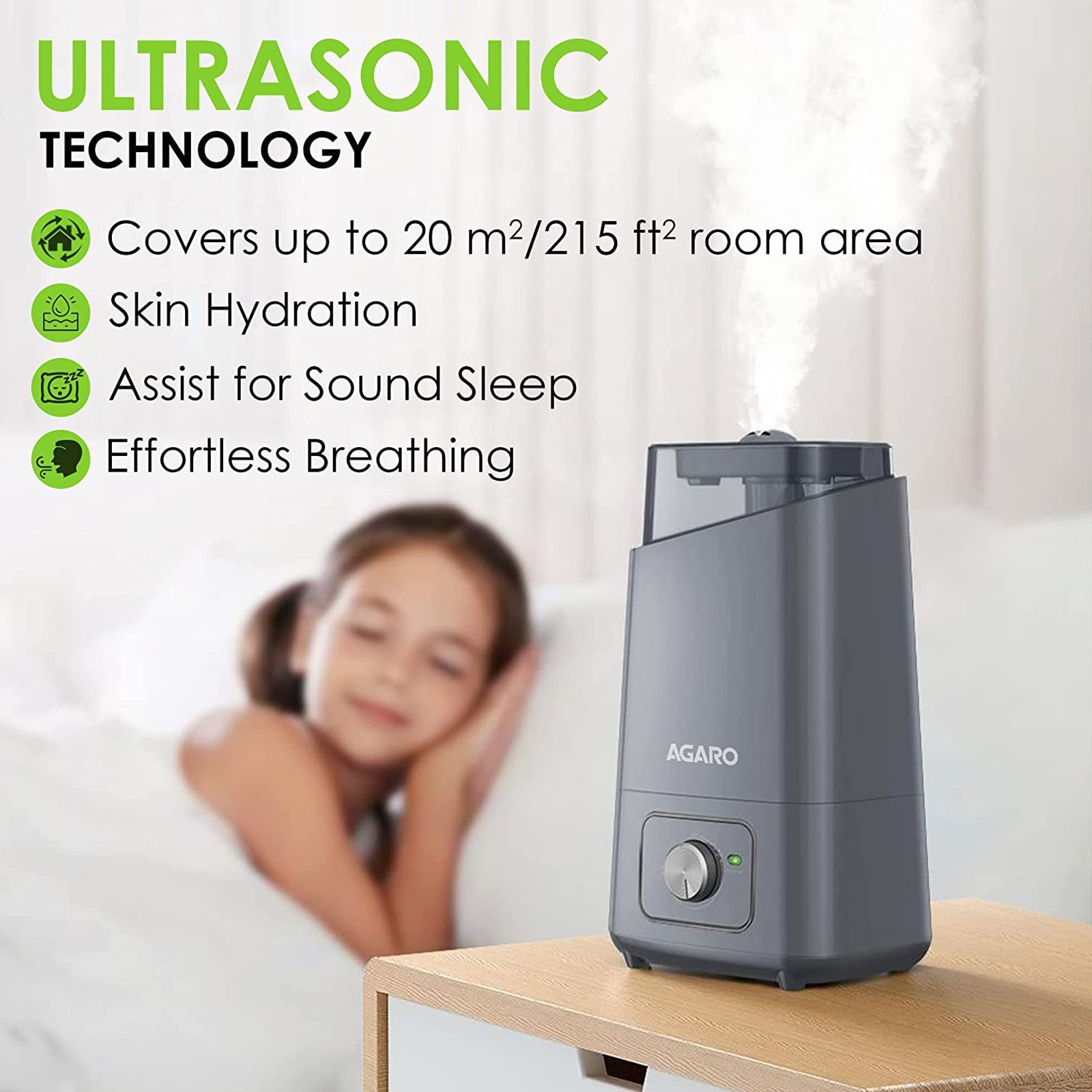 AGARO Glory 4.5L Ultrasonic Humidifier with 360 Degree Adjustable Nozzle (Auto Shut Off, Grey) AGARO Glory 4.5L Ultrasonic Humidifier with 360 Degree Adjustable Nozzle (Auto Shut Off, Grey)_5