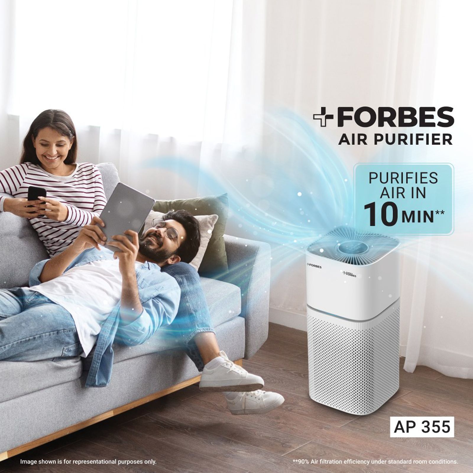 EUREKA FORBES AP 355 Air Purifier with Surround 360 Degree Air Intake Technology (4 Stage Purification, White)_8