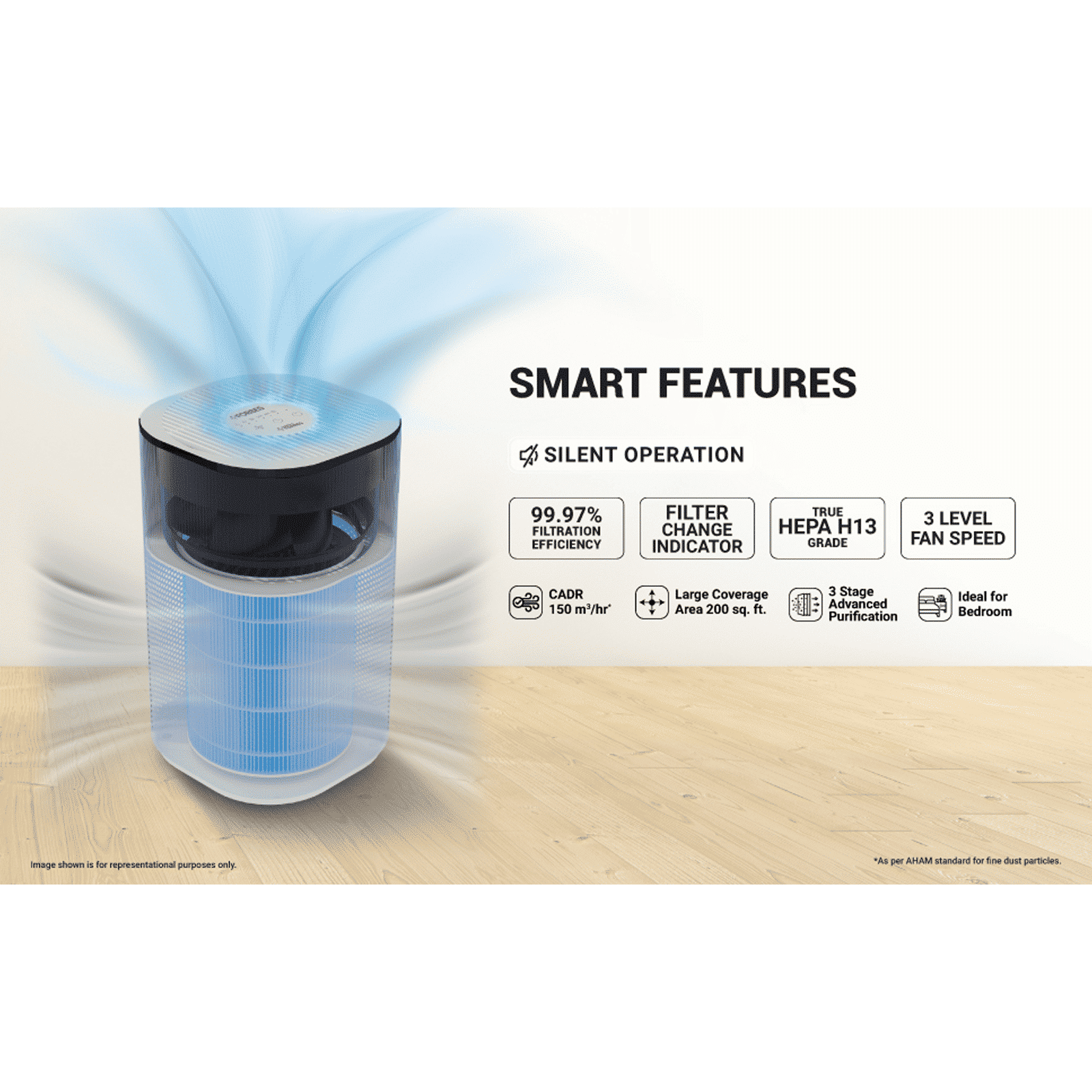 EUREKA FORBES AP 150 Air Purifier with Surround 360 Degree Air Intake Technology (3 Stage Filtration, White) EUREKA FORBES AP 150 Air Purifier with Surround 360 Degree Air Intake Technology (3 Stage Filtration, White)_4