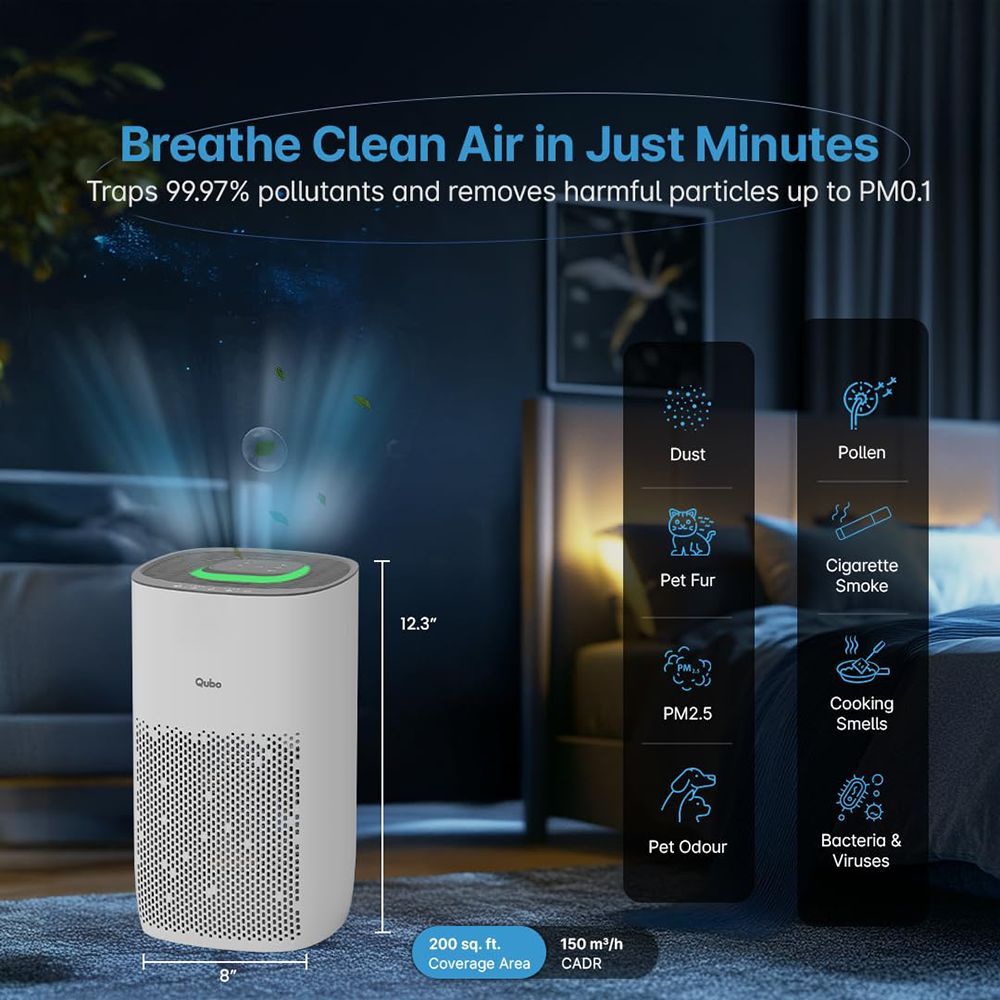 Qubo Q200 Smart Air Purifier with QSensAI Technology (Smart App and Voice Control, White) Qubo Q200 Smart Air Purifier with QSensAI Technology (Smart App and Voice Control, White)_4