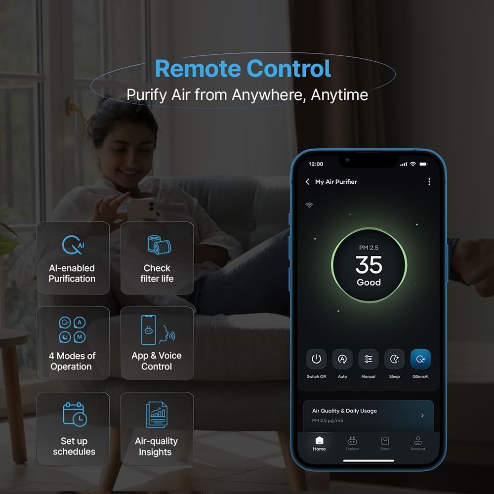 Qubo Q200 Smart Air Purifier with QSensAI Technology (Smart App and Voice Control, White) Qubo Q200 Smart Air Purifier with QSensAI Technology (Smart App and Voice Control, White)_6