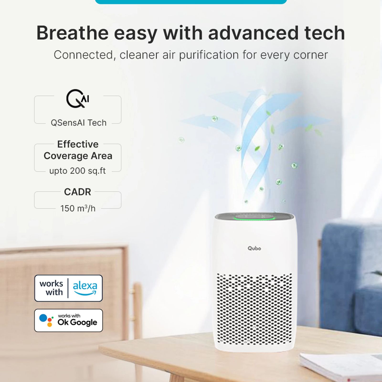 Qubo Q200 Smart Air Purifier with QSensAI Technology (Smart App and Voice Control, White) Qubo Q200 Smart Air Purifier with QSensAI Technology (Smart App and Voice Control, White)_9