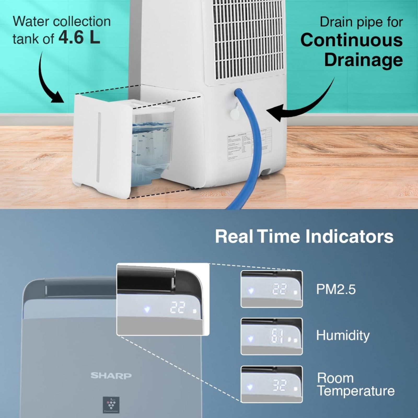 SHARP DW-J27FM-S Dehumidifier & Air Purifier with Plasmacluster Technology (PM 2.5 Indicator, Silver) SHARP DW-J27FM-S Dehumidifier & Air Purifier with Plasmacluster Technology (PM 2.5 Indicator, Silver)_8