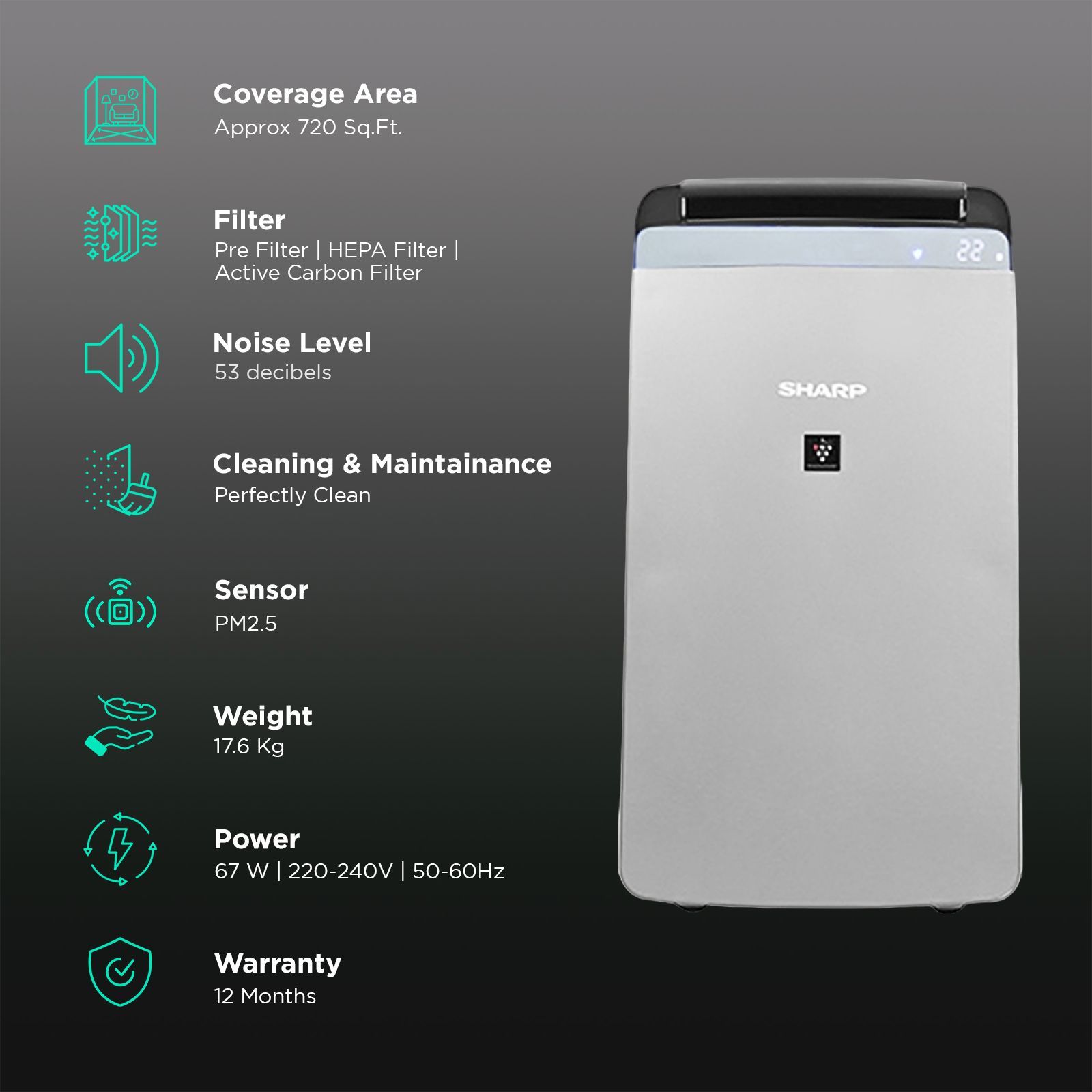 SHARP DW-J27FM-S Dehumidifier & Air Purifier with Plasmacluster Technology (PM 2.5 Indicator, Silver) SHARP DW-J27FM-S Dehumidifier & Air Purifier with Plasmacluster Technology (PM 2.5 Indicator, Silver)_2
