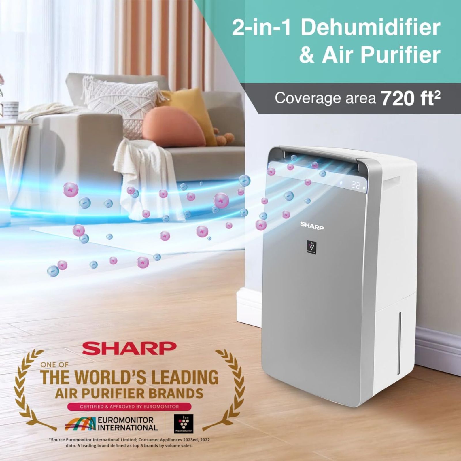 SHARP DW-J27FM-S Dehumidifier & Air Purifier with Plasmacluster Technology (PM 2.5 Indicator, Silver) SHARP DW-J27FM-S Dehumidifier & Air Purifier with Plasmacluster Technology (PM 2.5 Indicator, Silver)_6