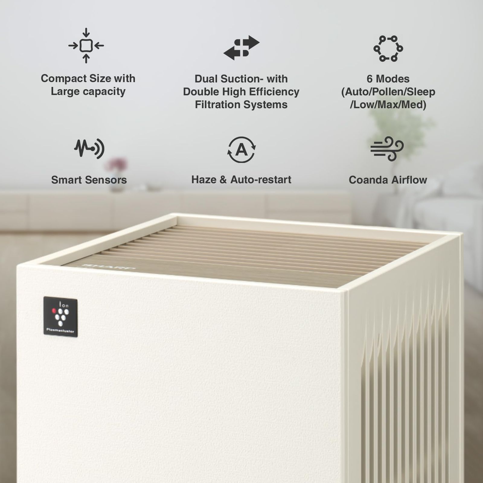 SHARP FP-S40M-W Air Purifier with Remote Control (Plasmacluster Ion Technology, Off White) SHARP FP-S40M-W Air Purifier with Remote Control (Plasmacluster Ion Technology, Off White)_6