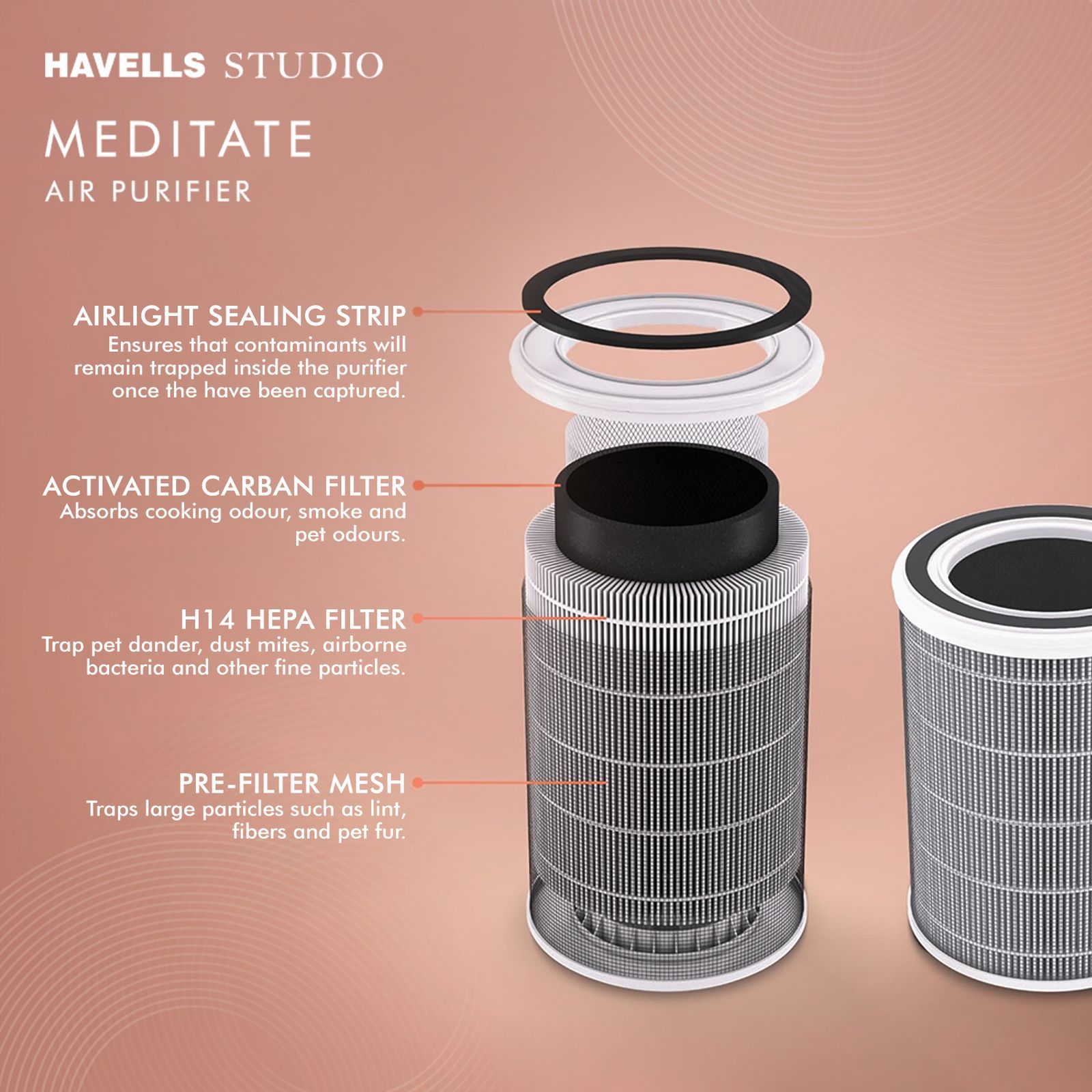 HAVELLS Meditate AP 250 Smart Air Purifier with Remote Control (Alexa & Google Home Enabled, Silver Satin) HAVELLS Meditate AP 250 Smart Air Purifier with Remote Control (Alexa & Google Home Enabled, Silver Satin)_7