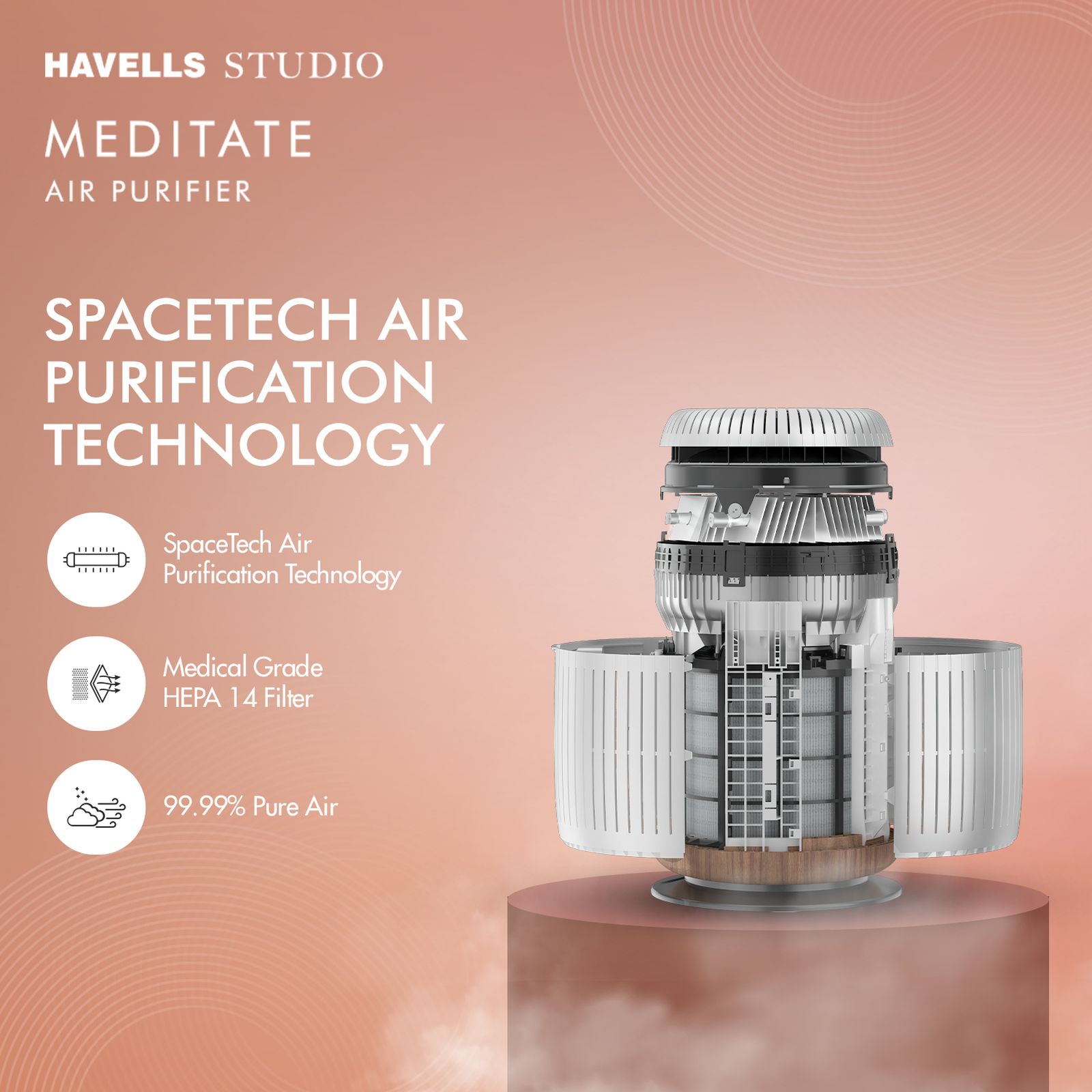 HAVELLS Meditate AP 250 Smart Air Purifier with Remote Control (Alexa & Google Home Enabled, Silver Satin) HAVELLS Meditate AP 250 Smart Air Purifier with Remote Control (Alexa & Google Home Enabled, Silver Satin)_9