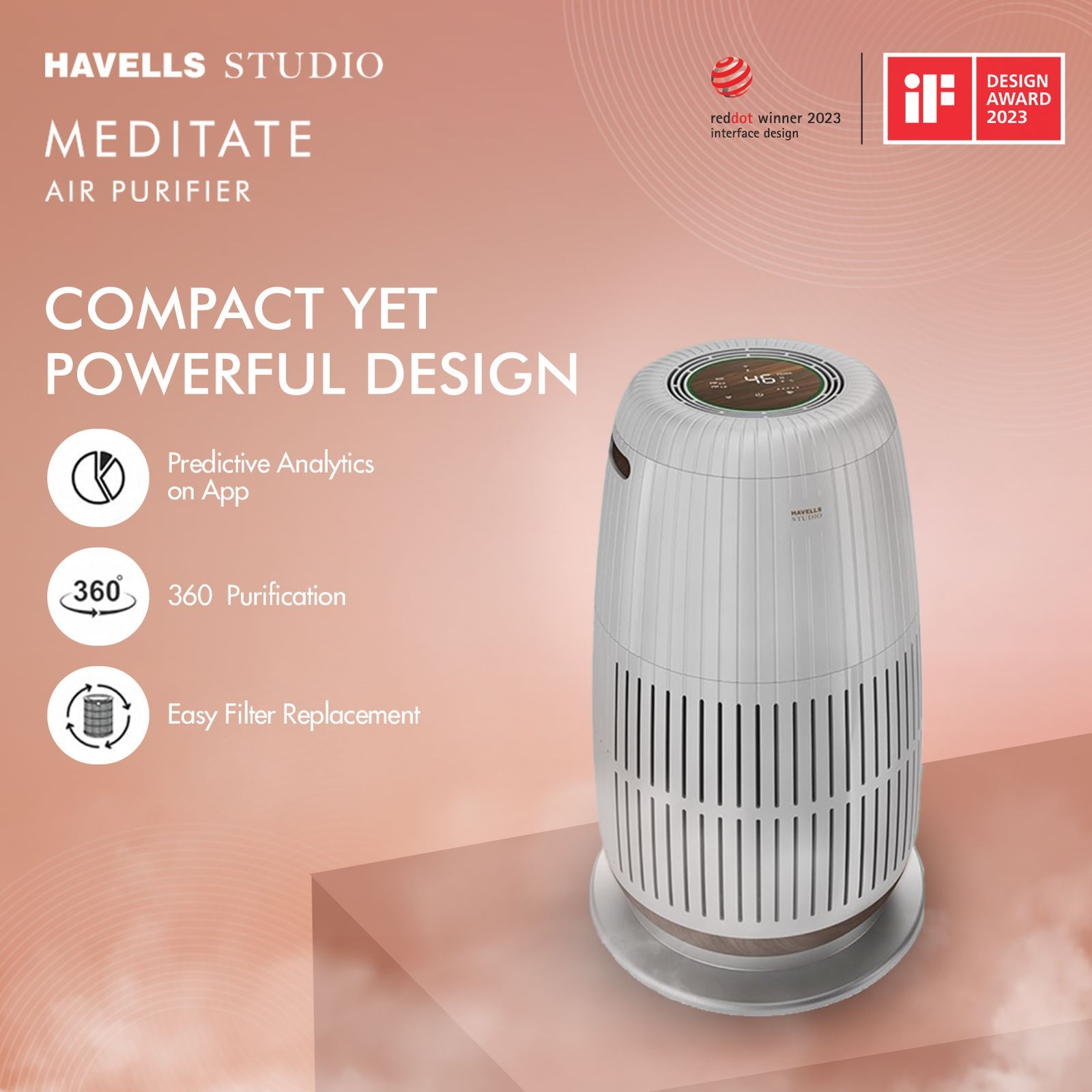HAVELLS Meditate AP 250 Smart Air Purifier with Remote Control (Alexa & Google Home Enabled, Silver Satin) HAVELLS Meditate AP 250 Smart Air Purifier with Remote Control (Alexa & Google Home Enabled, Silver Satin)_11