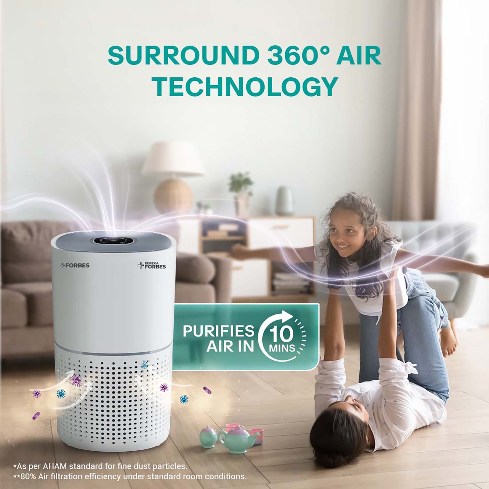 EUREKA FORBES 230 Air Purifier with Surround 360 Degree Air Intake Technology (4-Stage Air Filtration, White)_4