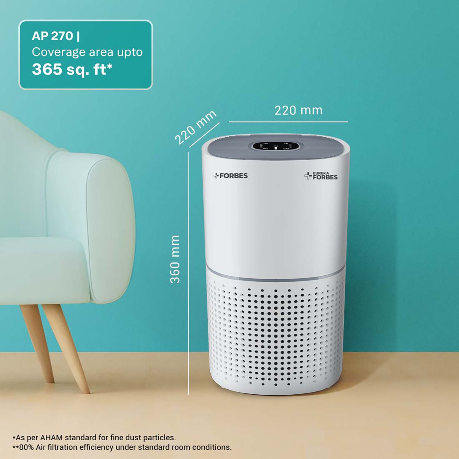 EUREKA FORBES 270 Air Purifier with Surround 360 Degree Air Intake Technology (4-Stage Air Filtration, White)_7