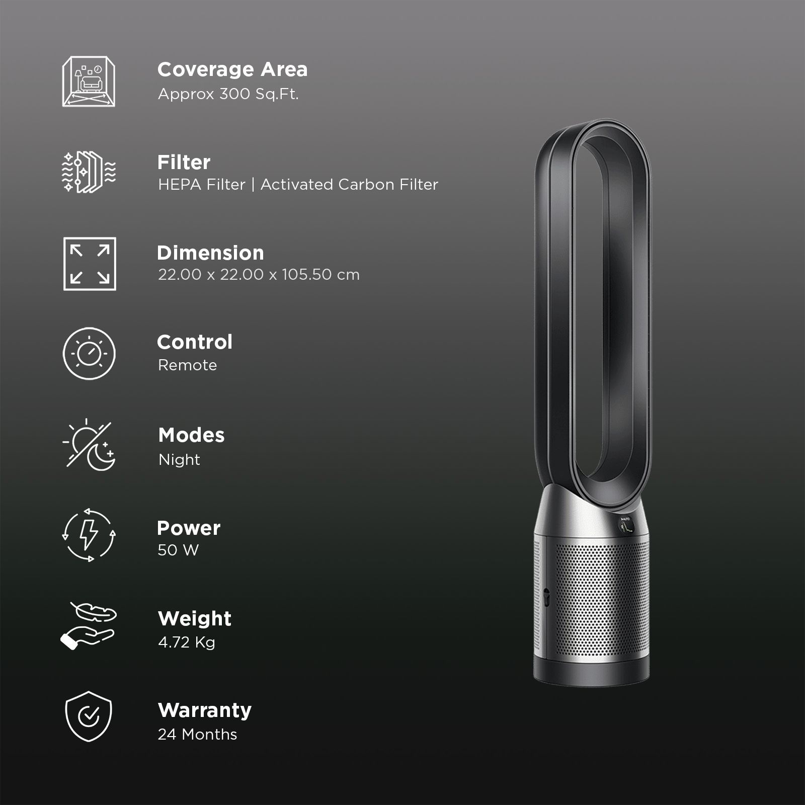 dyson Cool TP11 Air Purifier with Remote Control (Auto Mode Monitors Air Quality, Black & Nickel)_2