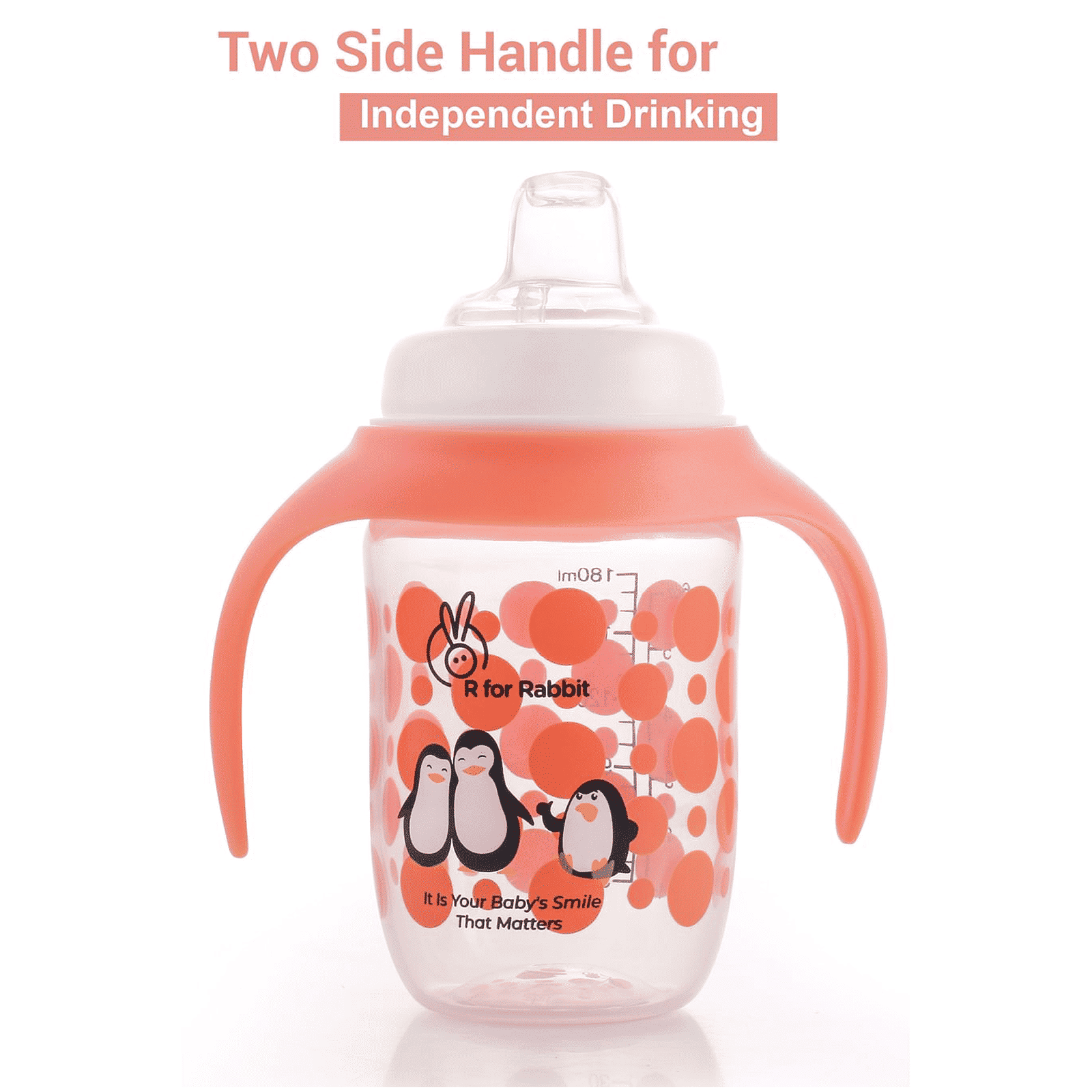 R for Rabbit Penguin Spout 180ml Baby Feeding Bottle (Anti Spill Hygienic Soft Silicone Spout, SSPGO01, Orange)_7
