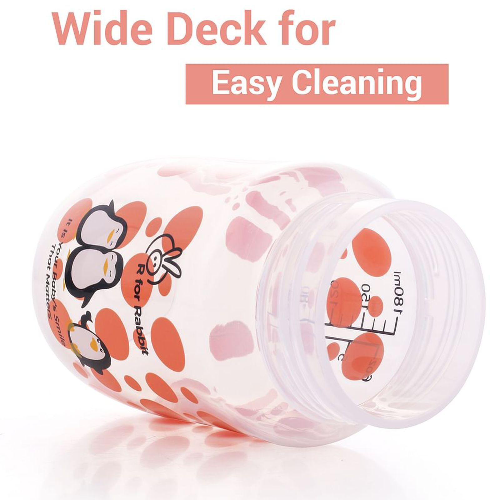 R for Rabbit Penguin Spout 180ml Baby Feeding Bottle (Anti Spill Hygienic Soft Silicone Spout, SSPGO01, Orange)_6