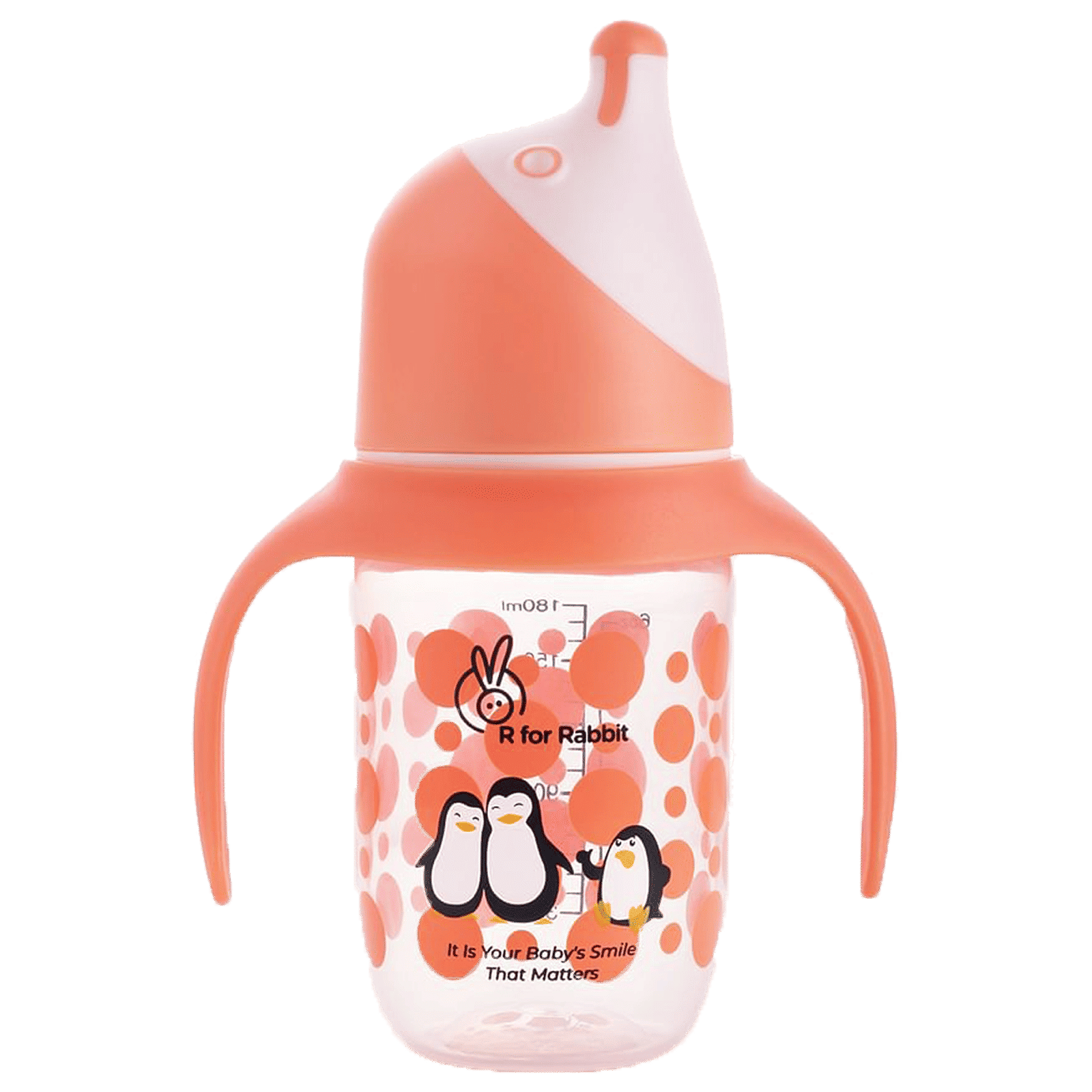R for Rabbit Penguin Spout 180ml Baby Feeding Bottle (Anti Spill Hygienic Soft Silicone Spout, SSPGO01, Orange)_1