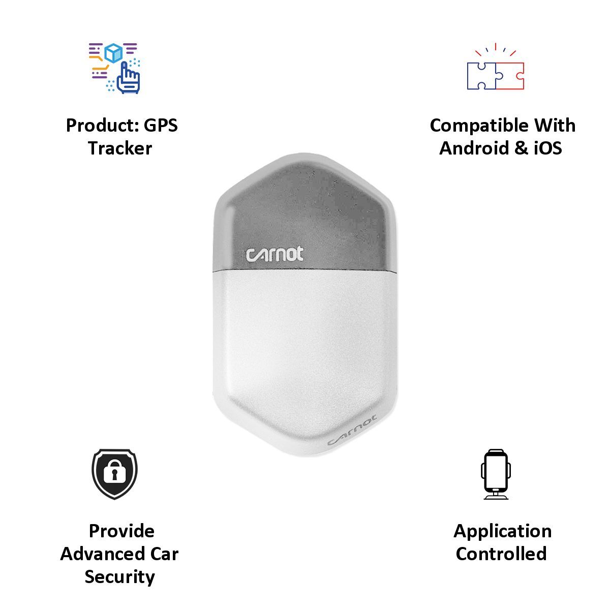 Carnot GPS Tracking Smart Car Device with Application Control (Black/Grey)_3