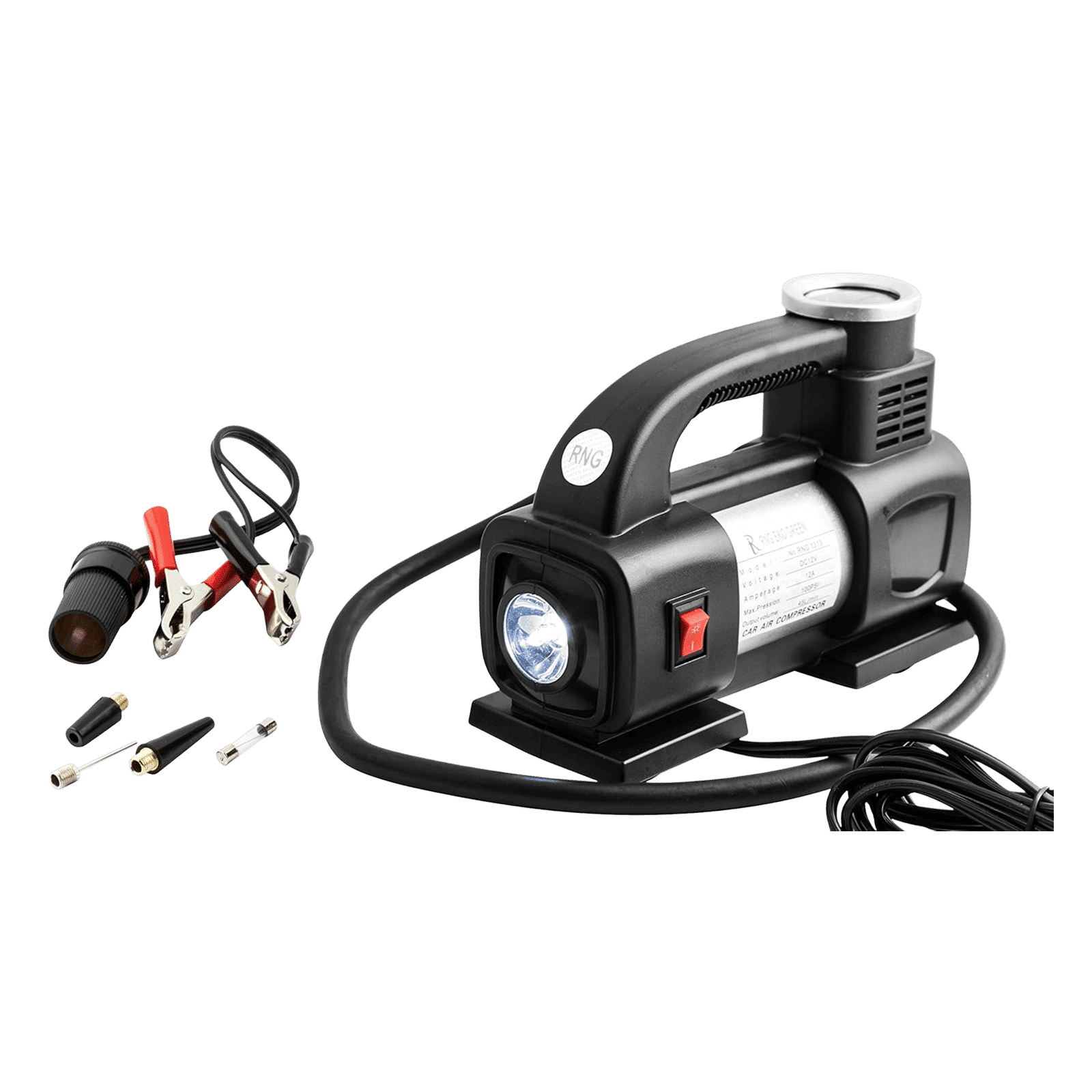 RNG EKO GREEN Heavy Duty Supersonic High Speed Tyre Inflator for Car/Bike with LED (RNG 1313, Black)_9