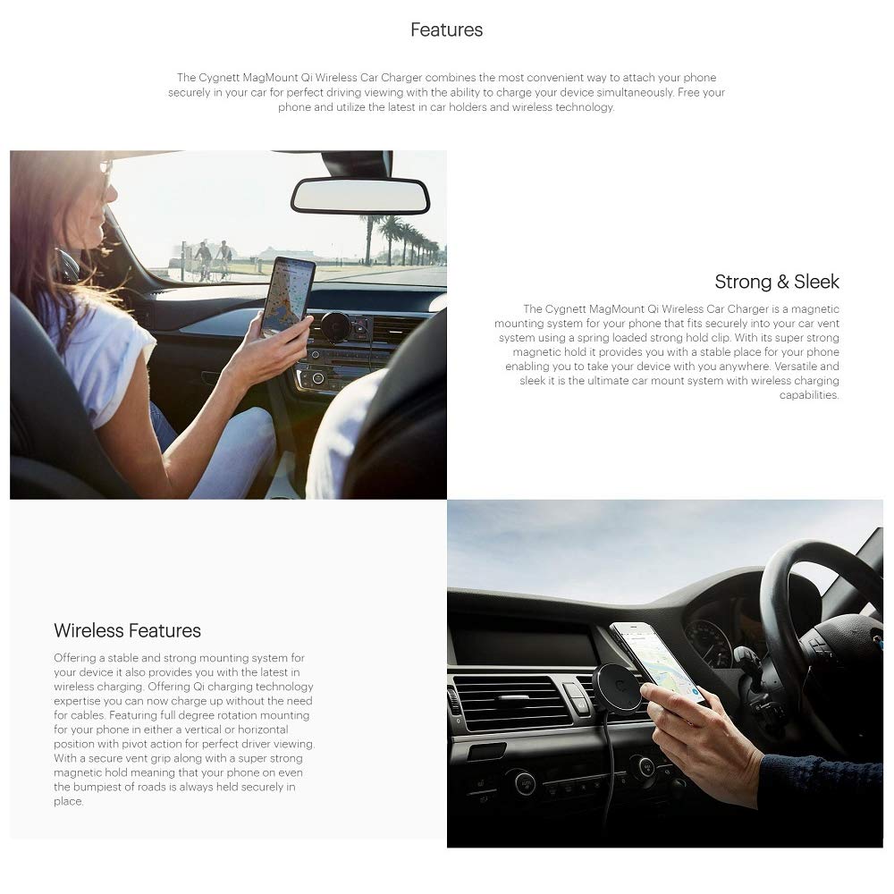 CYGNETT MagMount Qi 7.5W Wireless Charger for iPhone x (Ultra Compact Design, Black) CYGNETT MagMount Qi 7.5W Wireless Charger for iPhone x (Ultra Compact Design, Black)_2