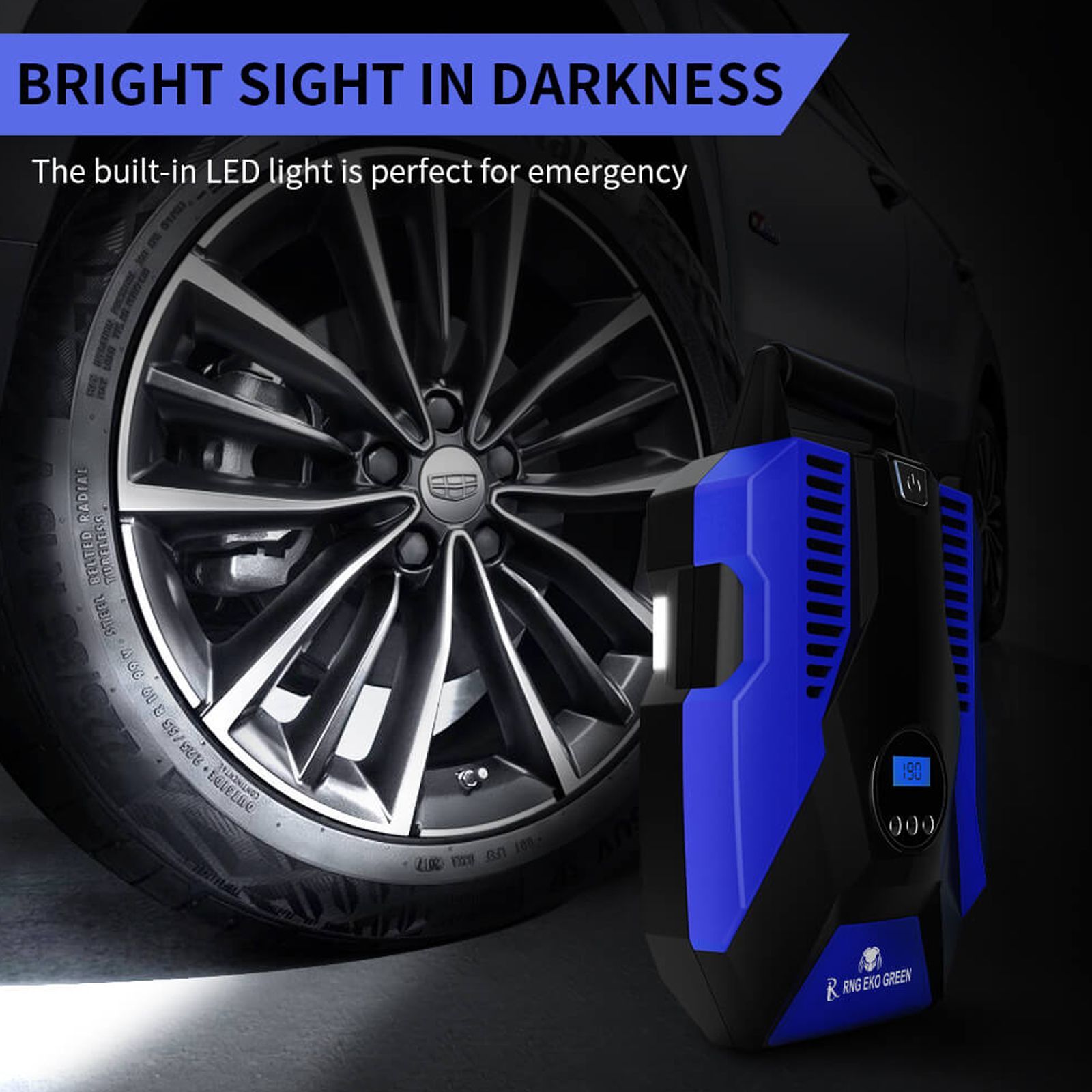 RNG EKO GREEN 1005 Predator Tyre Inflator for Cars and Bikes (LED Lighting, RNG-AIR-008, Blue and Black)_4