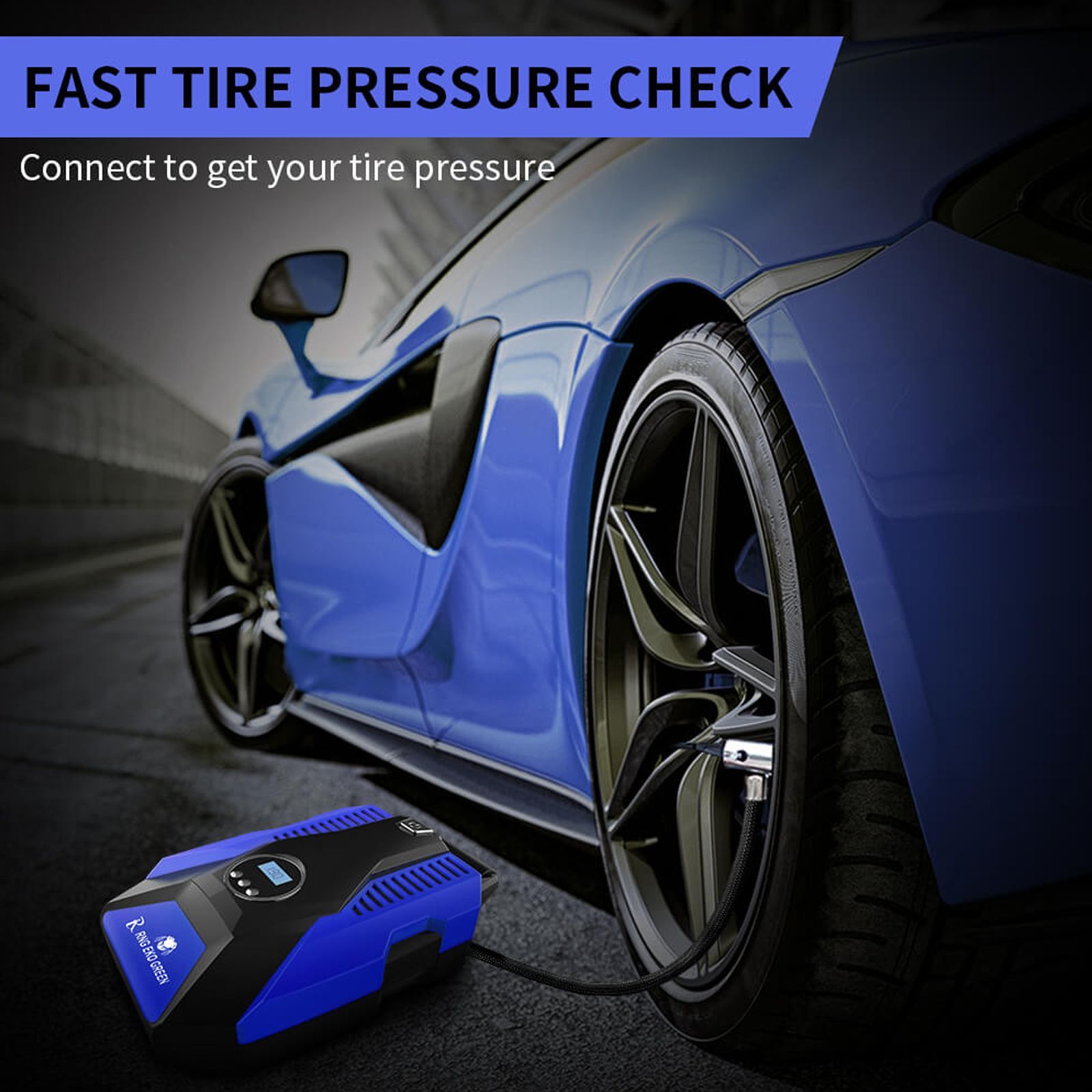 RNG EKO GREEN 1005 Predator Tyre Inflator for Cars and Bikes (LED Lighting, RNG-AIR-008, Blue and Black)_5