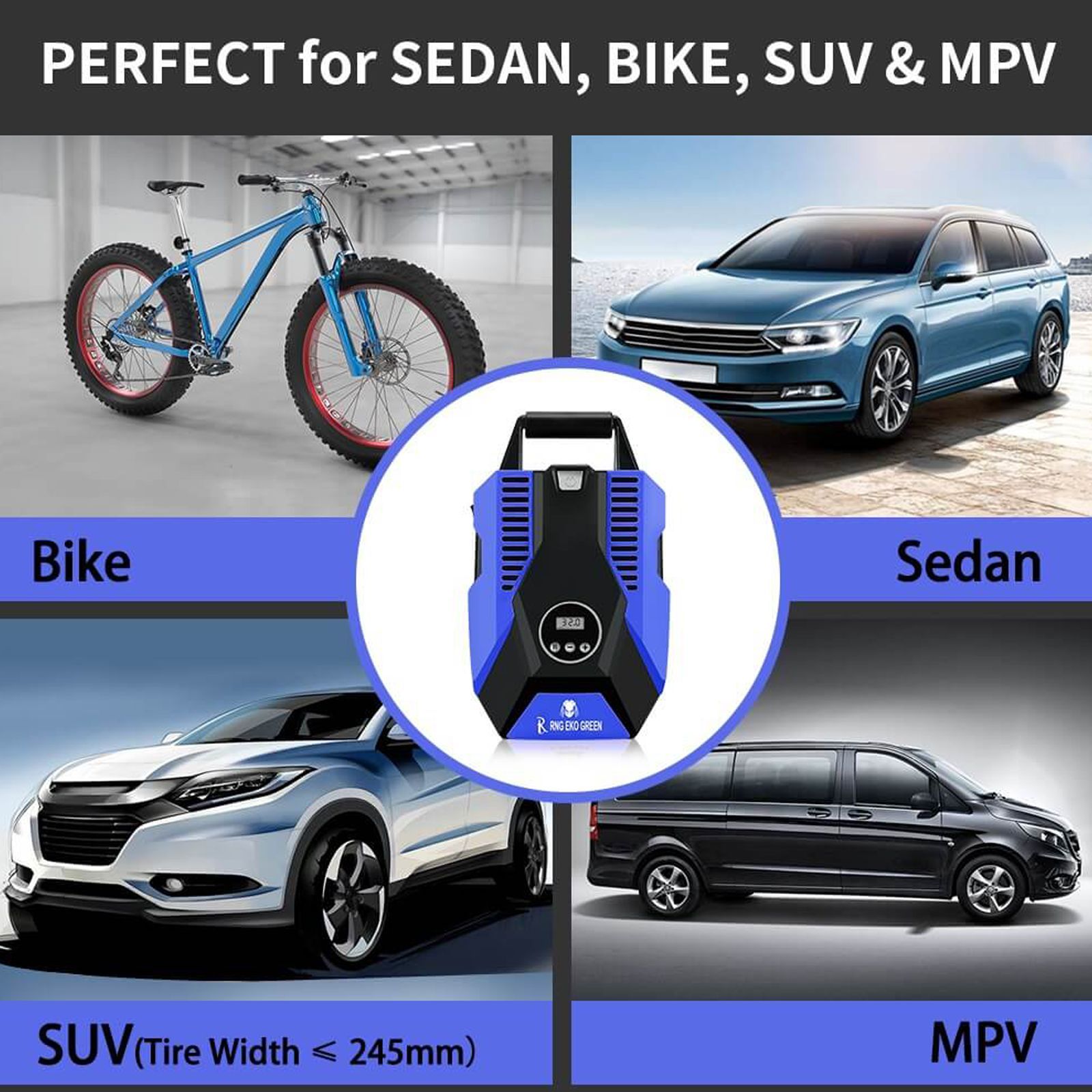 RNG EKO GREEN 1005 Predator Tyre Inflator for Cars and Bikes (LED Lighting, RNG-AIR-008, Blue and Black)_8