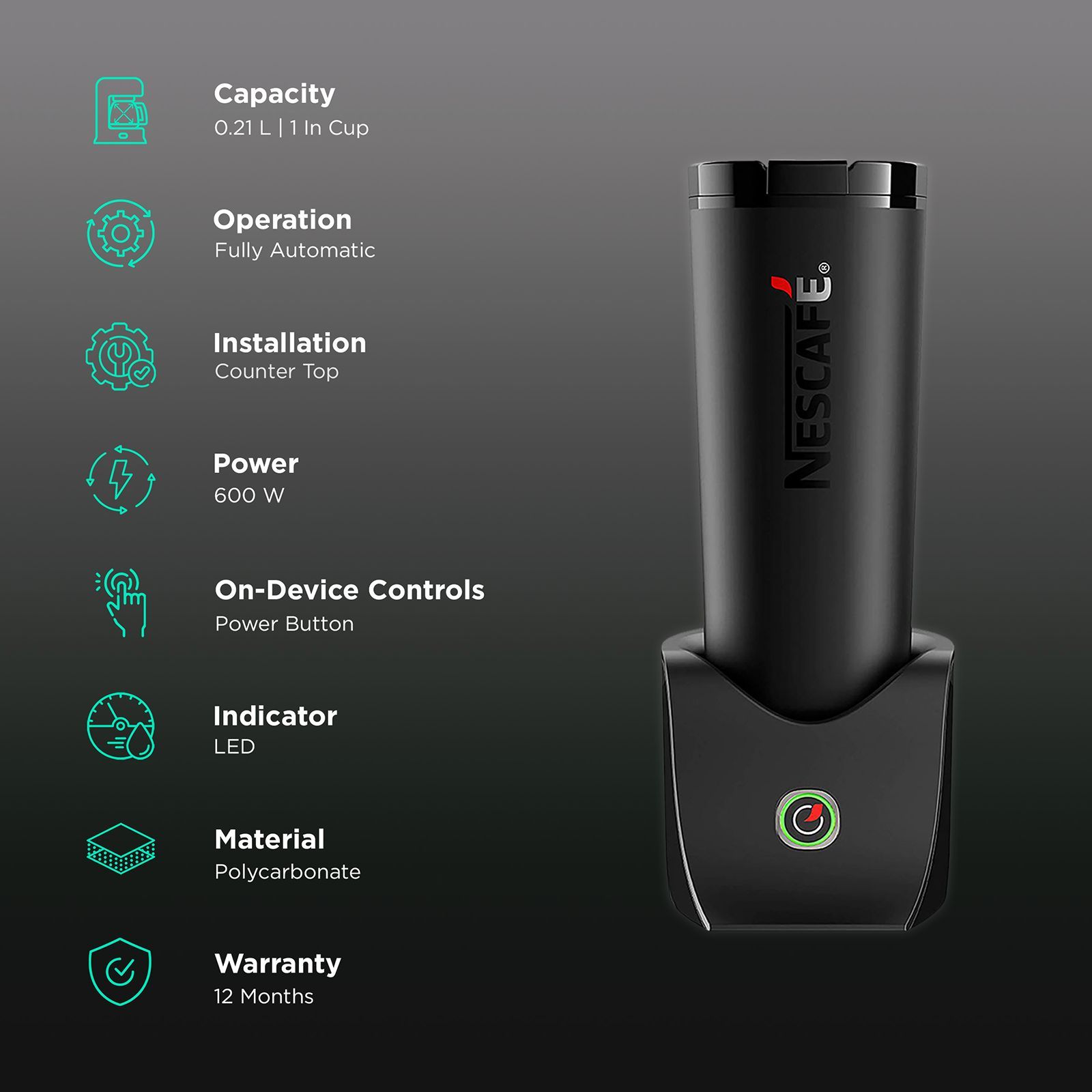 Nestle E Smart 600 Watt 1 Cups Automatic Flat White, Lungo, Creamy Iced, Espresso, Cappuccino & Latte Coffee Maker with Leak & Spill Proof (Black)_3