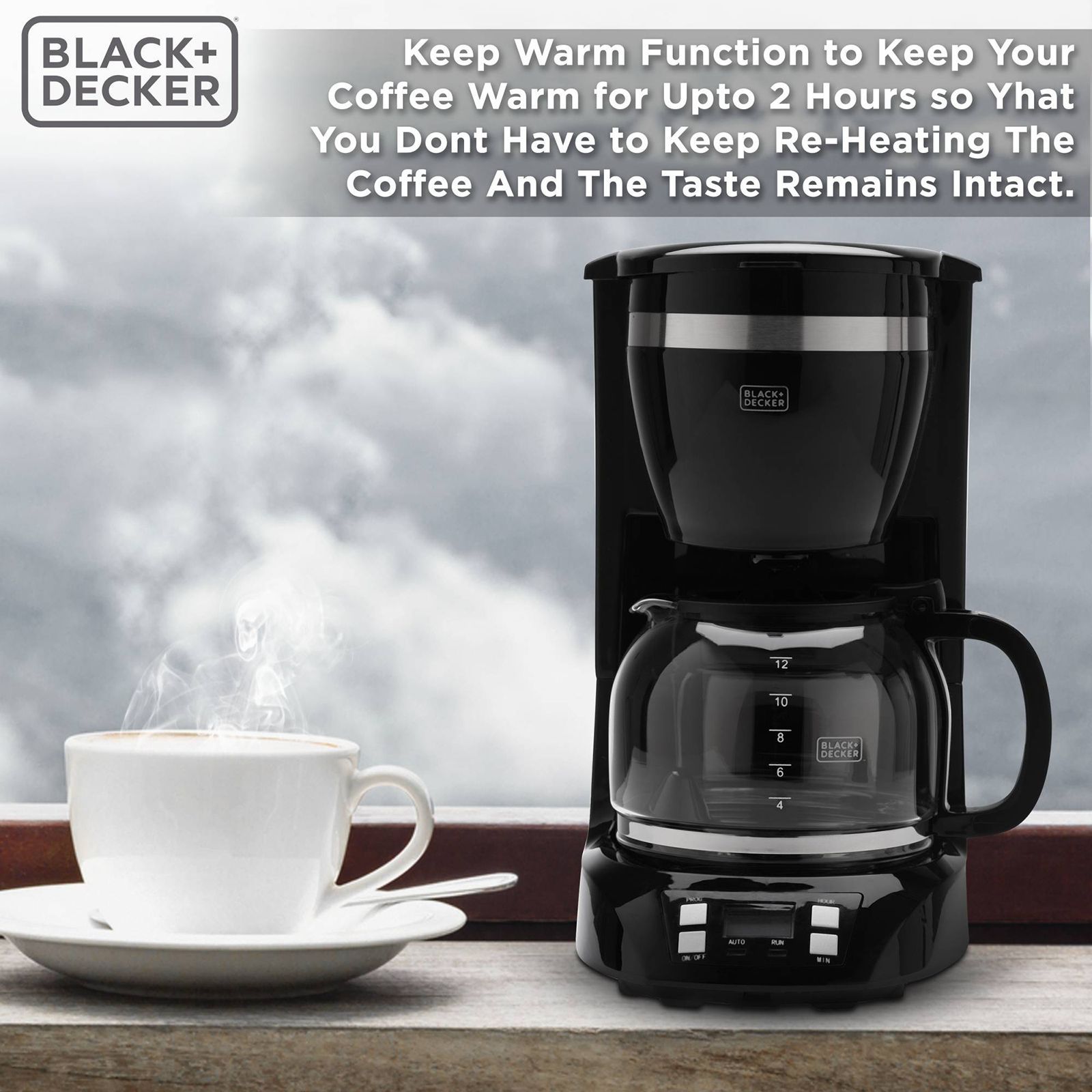 BLACK&DECKER BXCM1201IN 900 Watt 12 Cups Automatic Drip Coffee Maker with Keep Warm Function (Black)_14