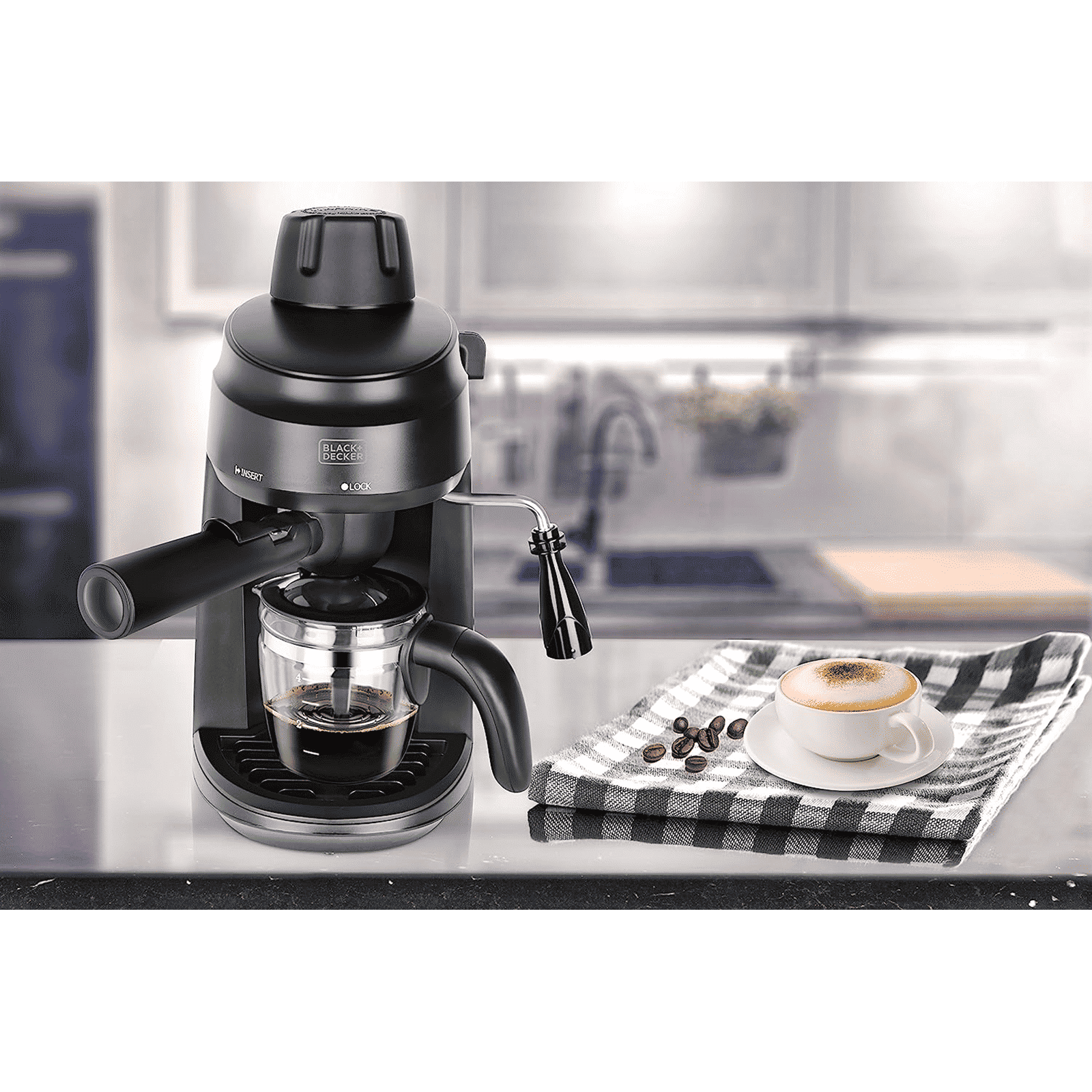 BLACK+DECKER BXCM0401IN 870 Watt 4 Cups Automatic Cappuccino & Espresso Coffee Maker with Detachable Drip Tray (Black)_15