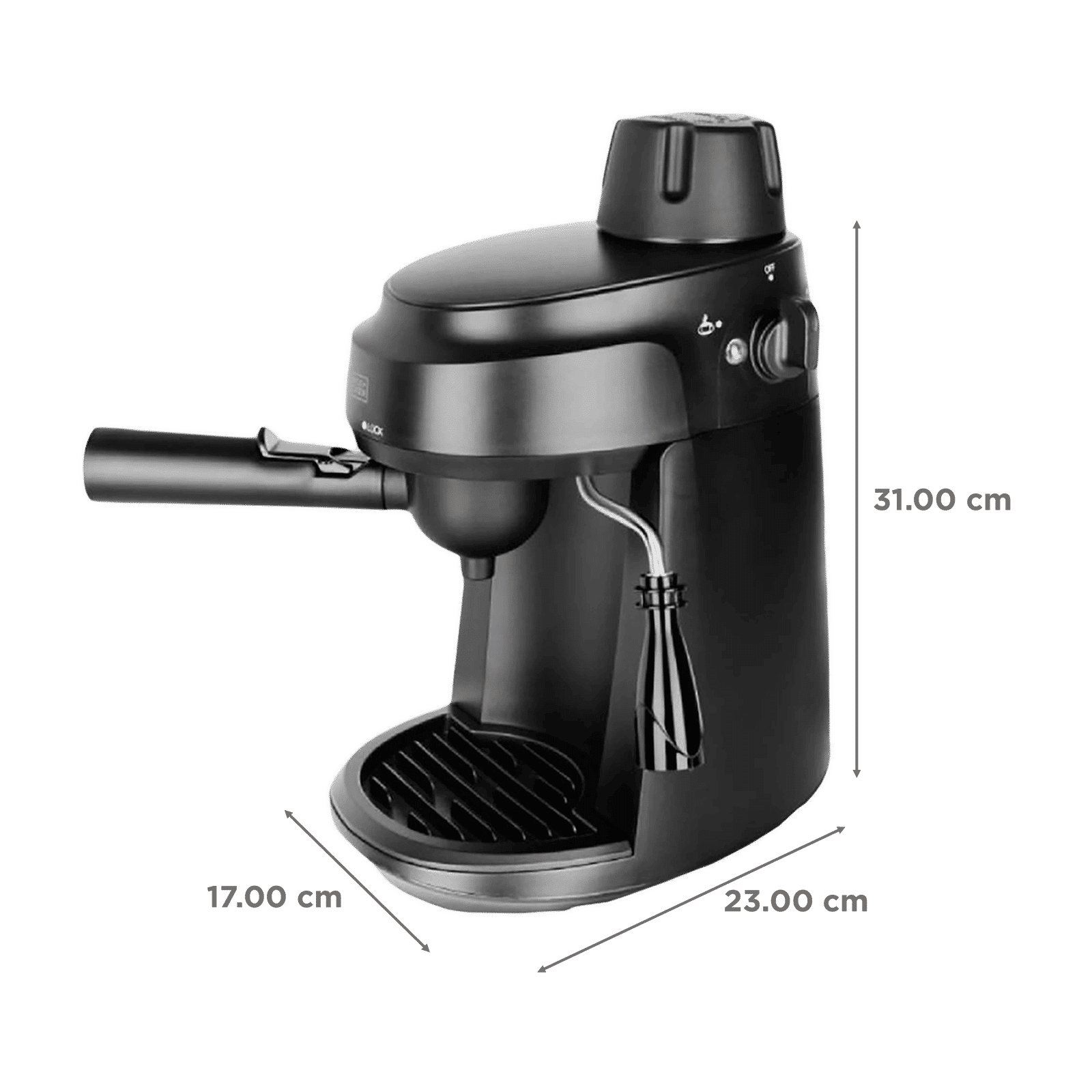 BLACK+DECKER BXCM0401IN 870 Watt 4 Cups Automatic Cappuccino & Espresso Coffee Maker with Detachable Drip Tray (Black)_2