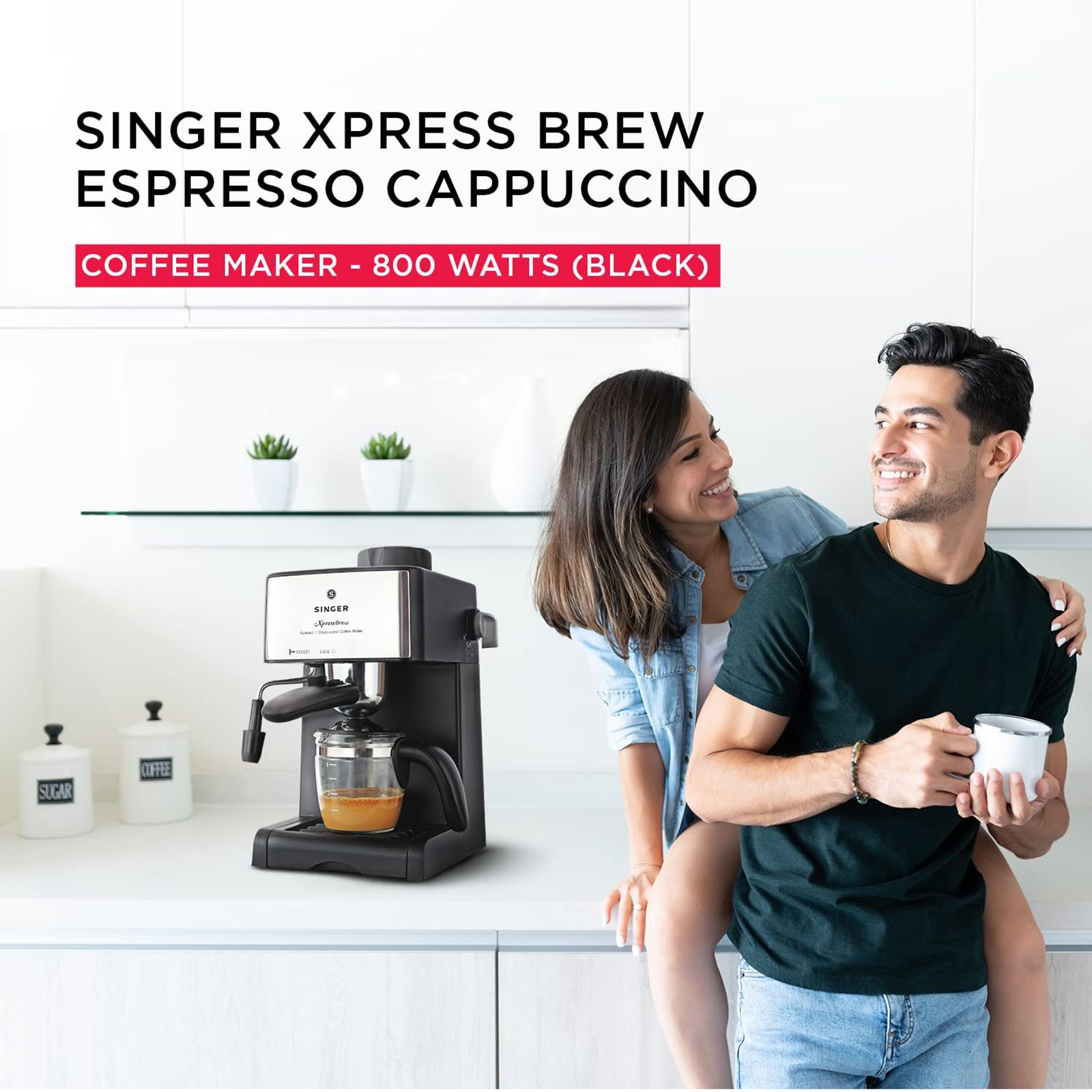 SINGER Xpress Brew 800 Watt 4 Cups Manual Cappuccino & Espresso Coffee Maker with Removable Drip Tray (Black)_7
