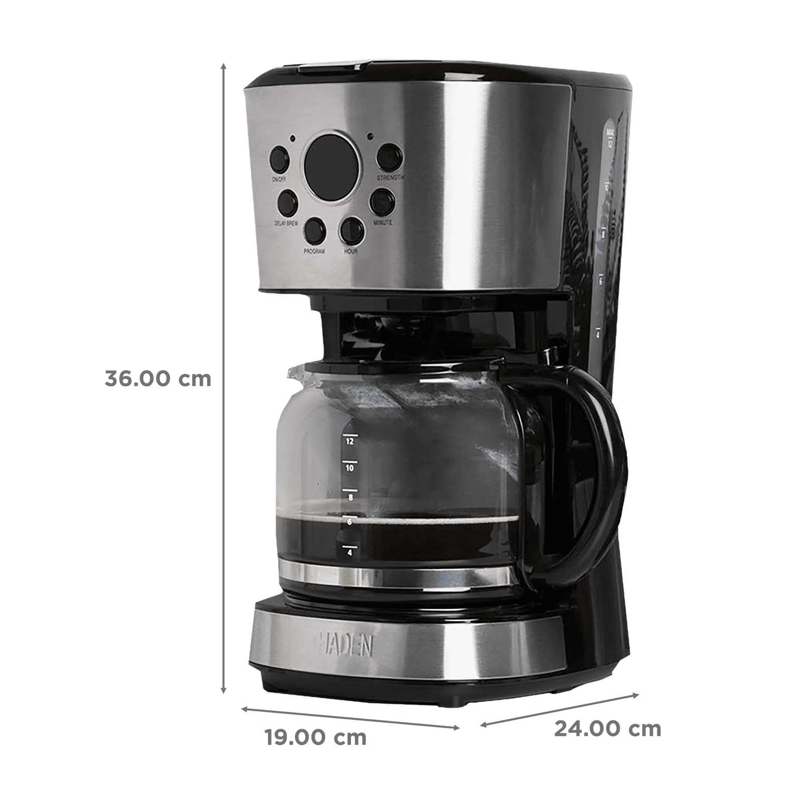 HADEN 900 Watt 12 Cups Automatic Cappuccino Coffee Maker with Boil Dry Protection (Black)_2