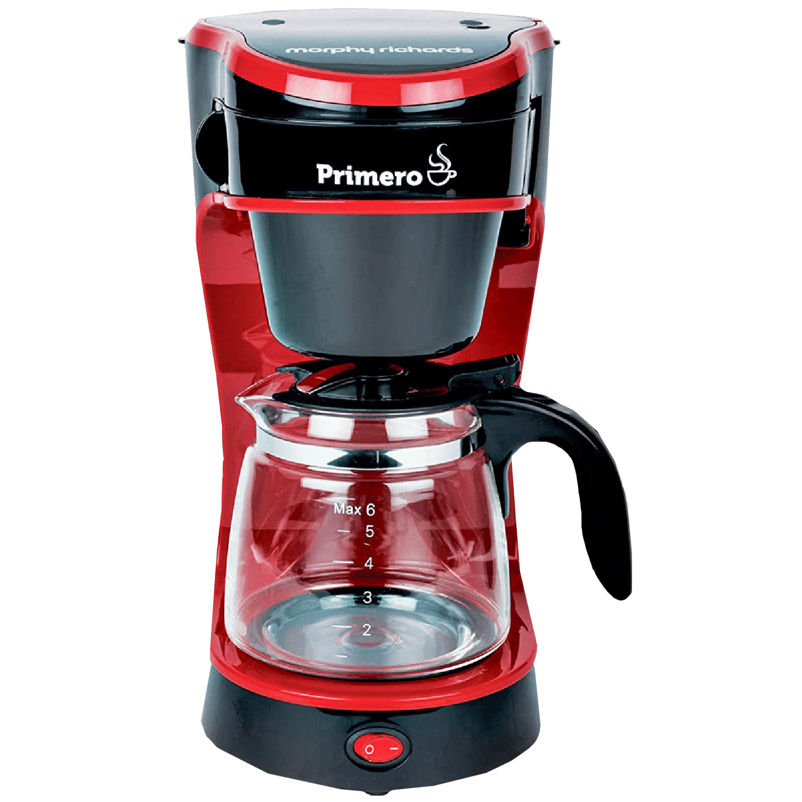 morphy richards Primero 750 Watt 6 Cups Automatic Drip Coffee Maker with Anti Drip Function (Black/Red)_1