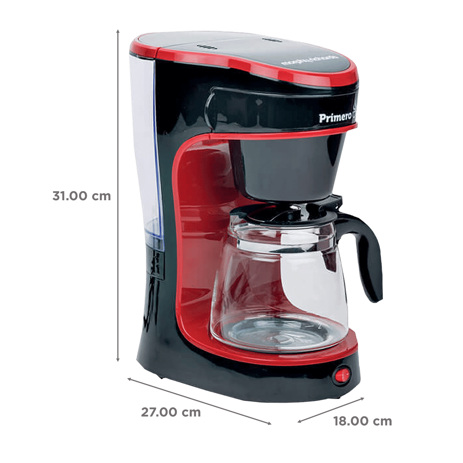morphy richards Primero 750 Watt 6 Cups Automatic Drip Coffee Maker with Anti Drip Function (Black/Red)_2