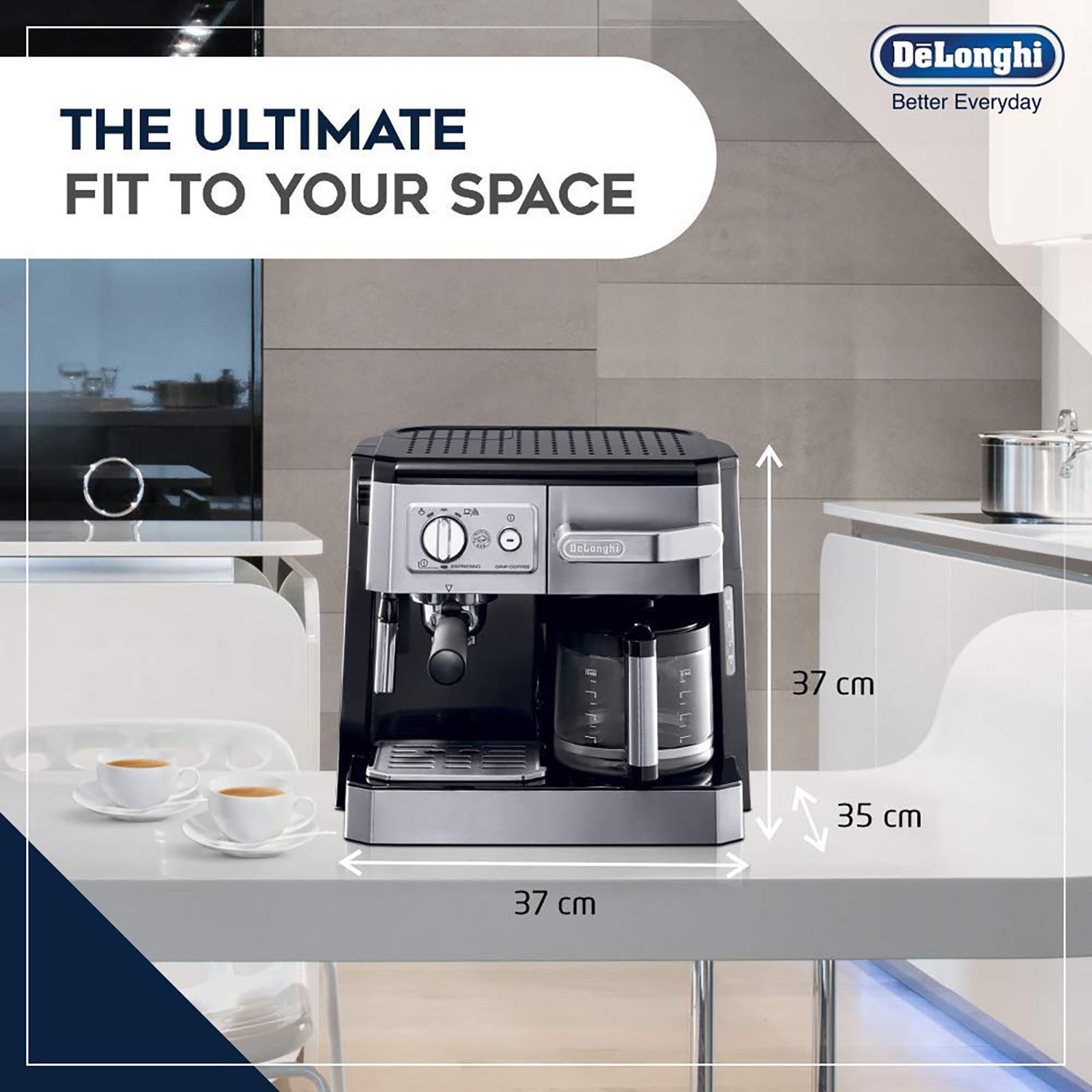 De'Longhi 1750 Watt 10 Cups Semi-Automatic Drip Coffee Maker with Thermoblock Technology (Silver/Black)_9