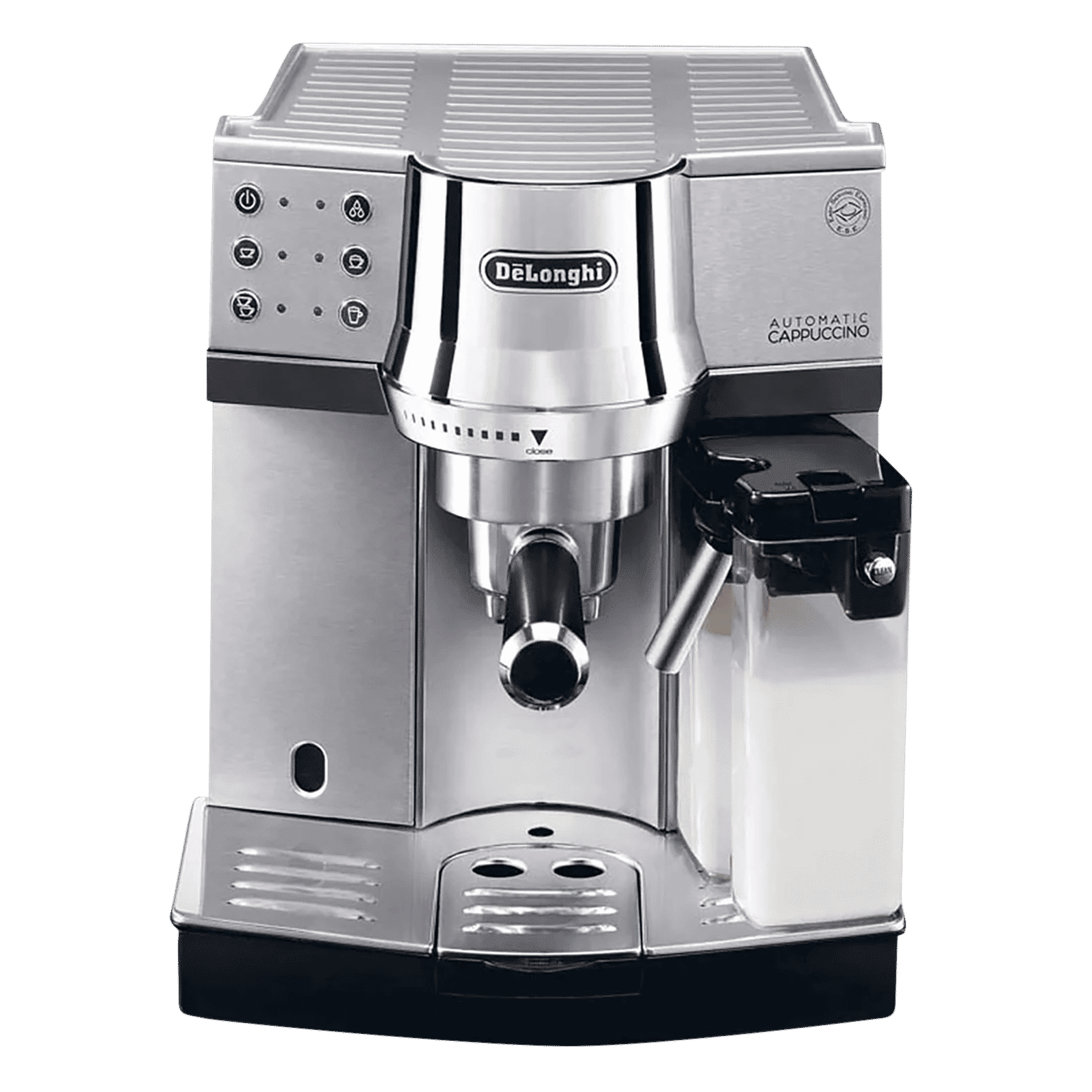 De'Longhi 1450 Watt 2 Cups Automatic Cappuccino & Espresso Coffee Maker with Water Level Indicator (Metallic) De'Longhi 1450 Watt 2 Cups Automatic Cappuccino & Espresso Coffee Maker with Water Level Indicator (Metallic)_1