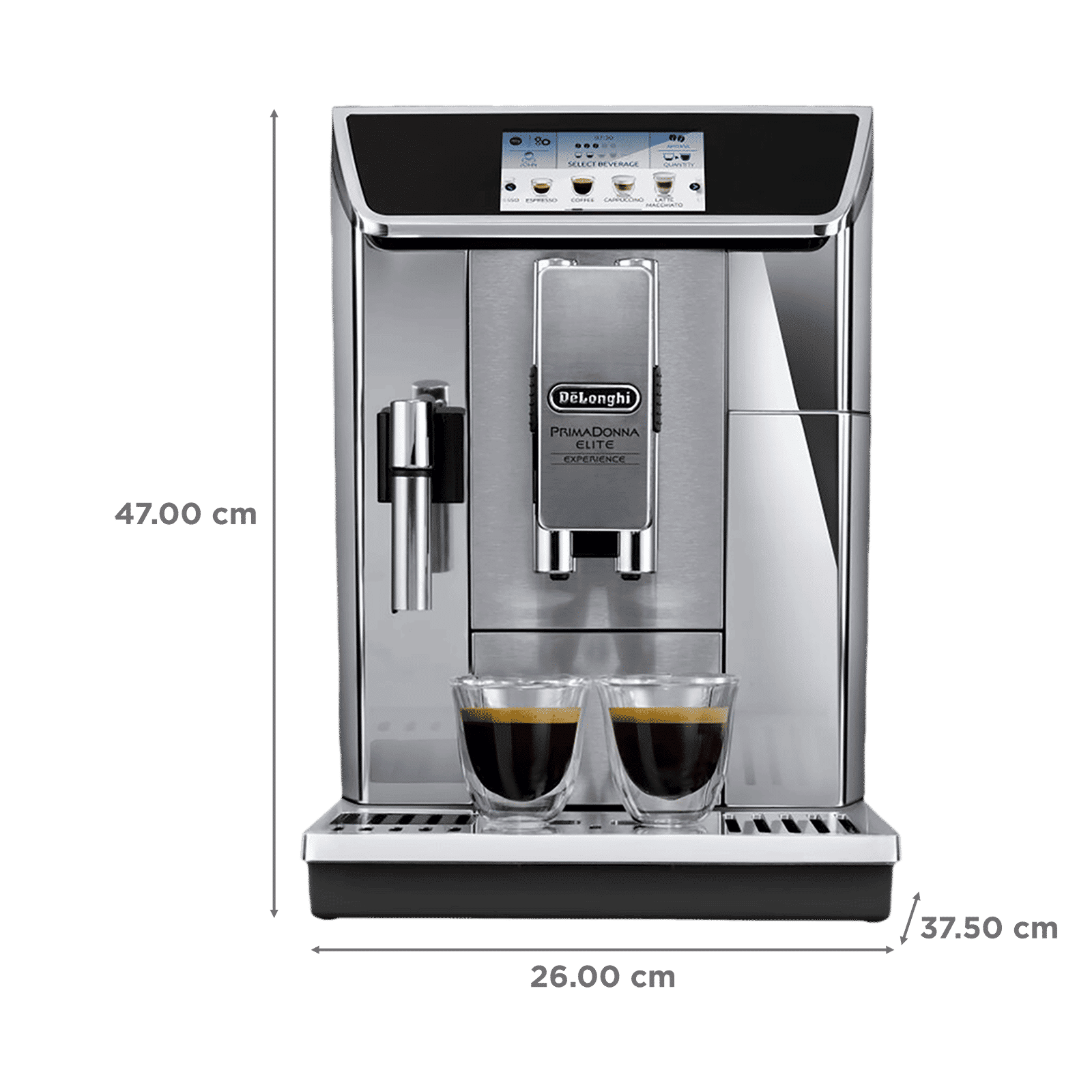 De'Longhi PrimaDonna Elite Experience 1450 Watt 2 Cups Automatic Cappuccino & Espresso Coffee Maker with Optimal Temperature Control (Metal Silver)_2
