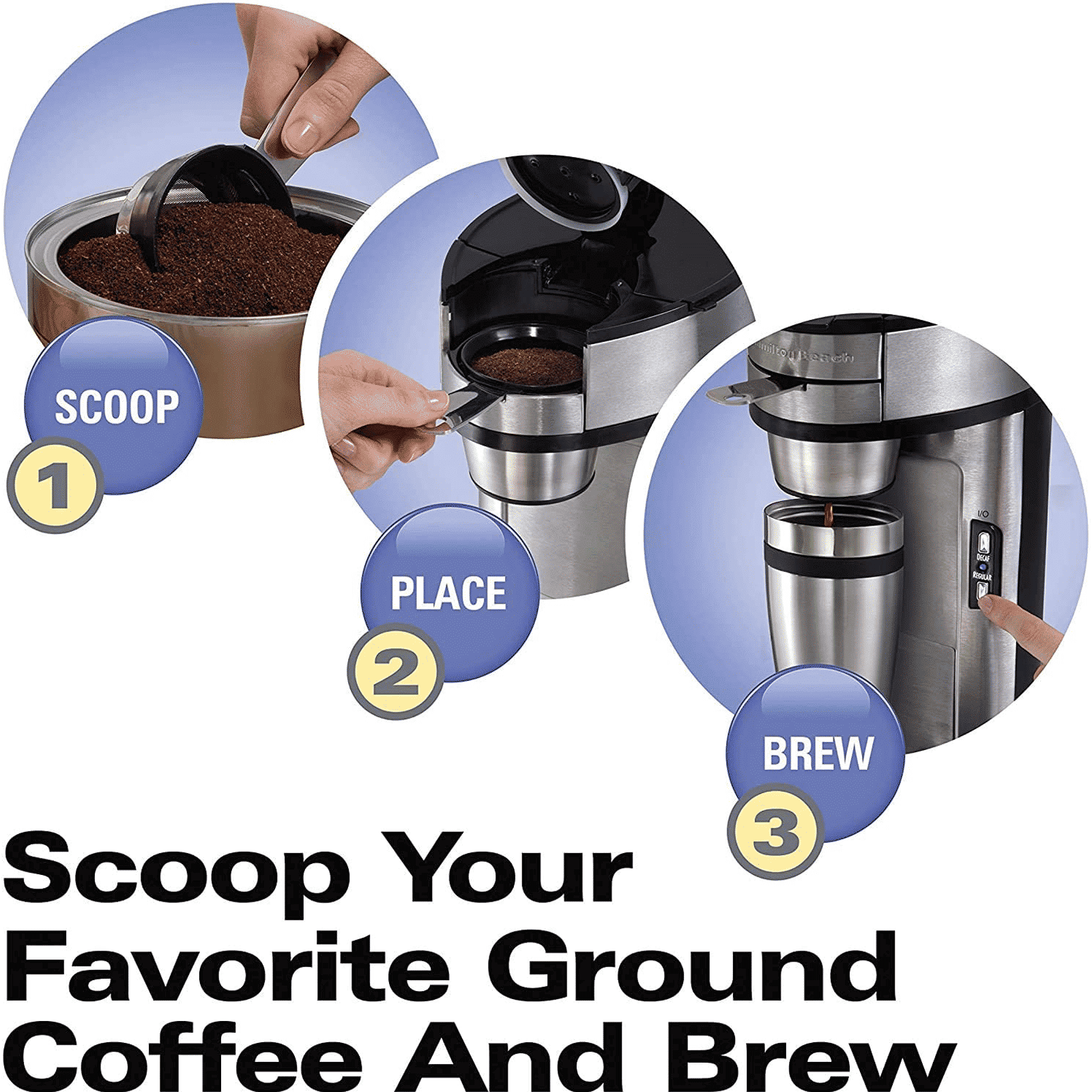 Hamilton Beach The Scoop 1 Cup Fully Automatic Coffee Maker (49981-SAU, Silver)_8