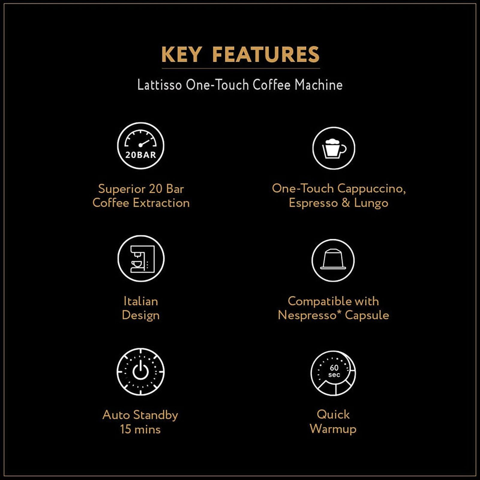 COFFEEZA Lattisso One Touch 20 Cups Automatic Cappuccino, Espresso & Lungo Coffee Maker with Removable Drip Tray (White)_7