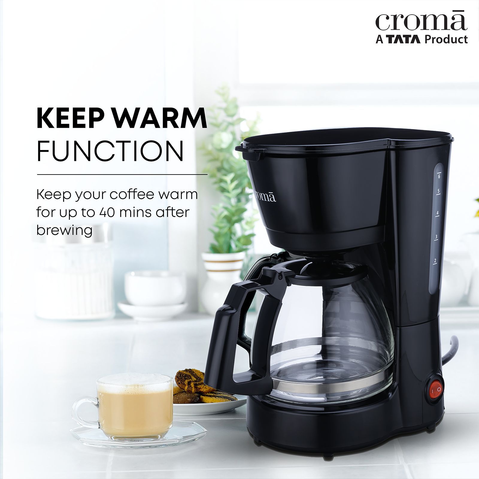 Croma 600 Watt 5 Cups Manual Black Coffee Maker with Rust Resistant (Black)_9